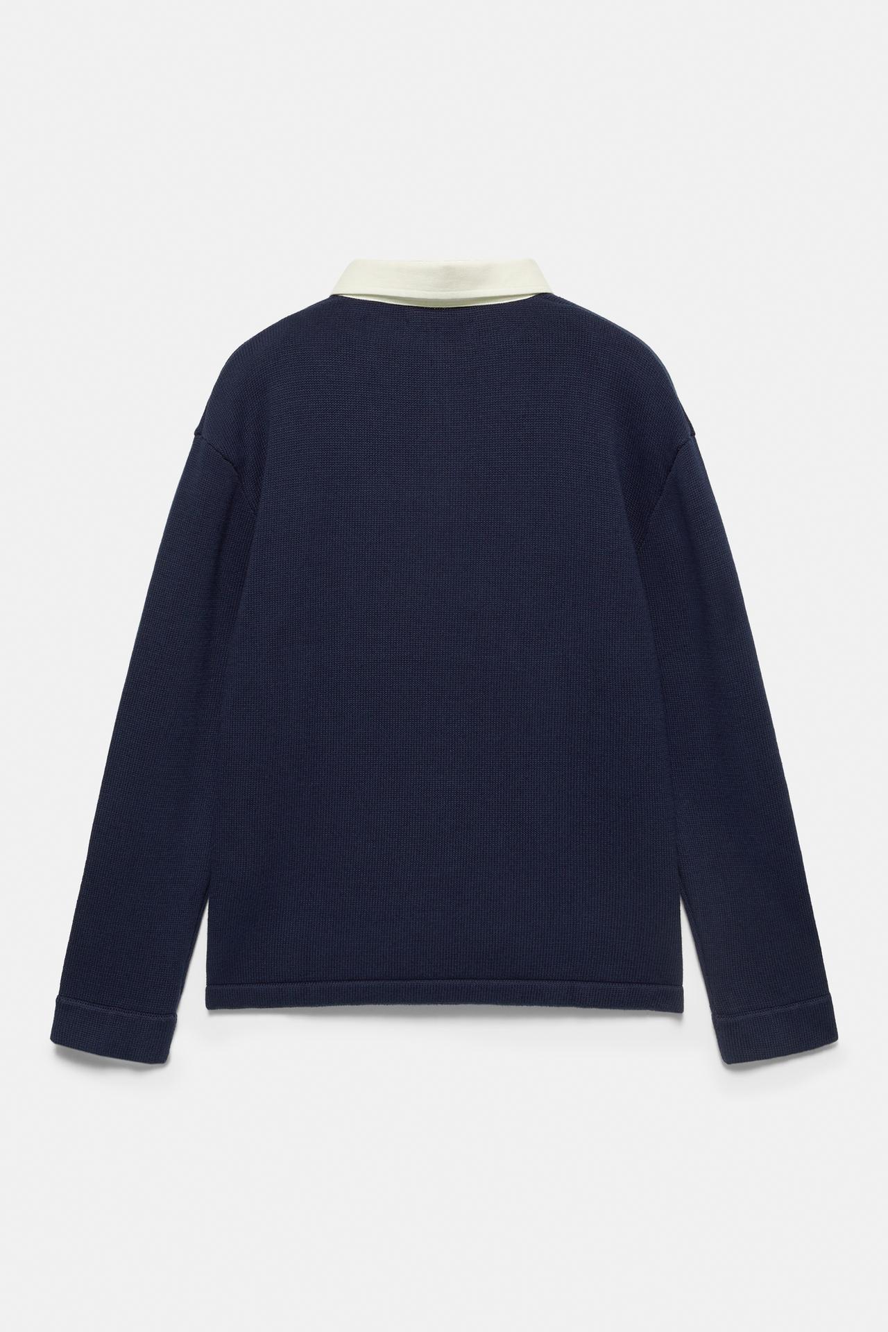 Long sleeve graphic polo shirt — Navy