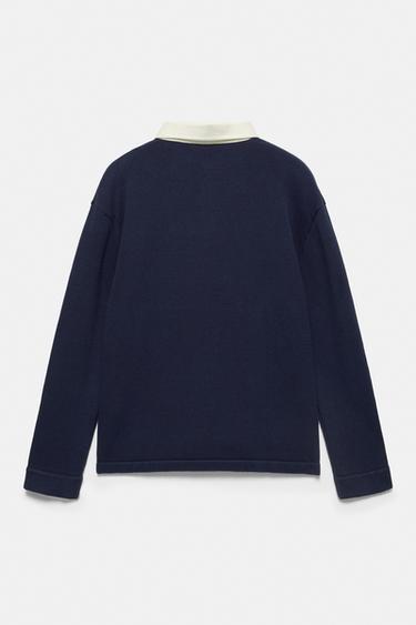 Long sleeve graphic polo shirt — Navy 7