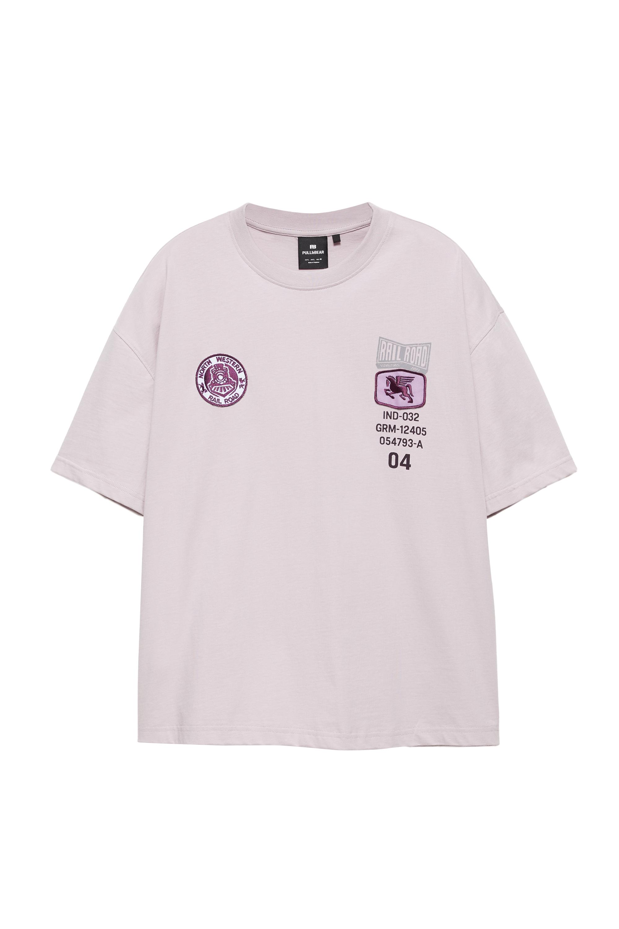 Pull&Bear Boxy kesim grafik baskılı tişört görsel 4