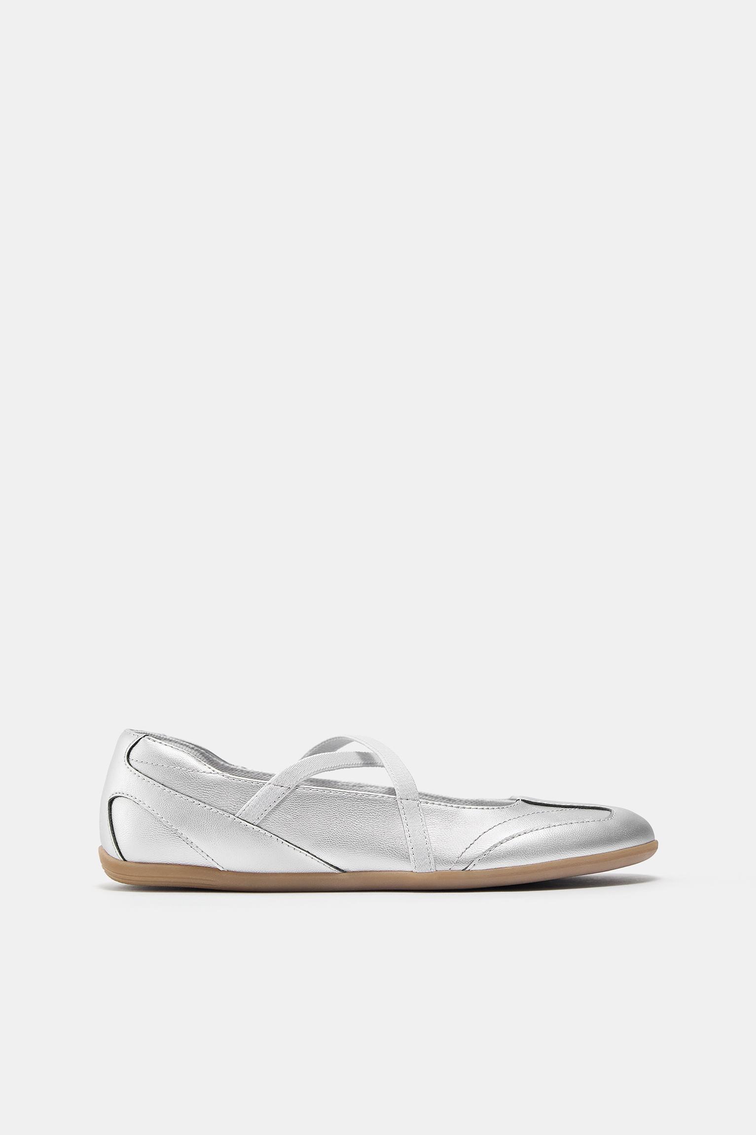 Metallic sports ballet flats — Silver