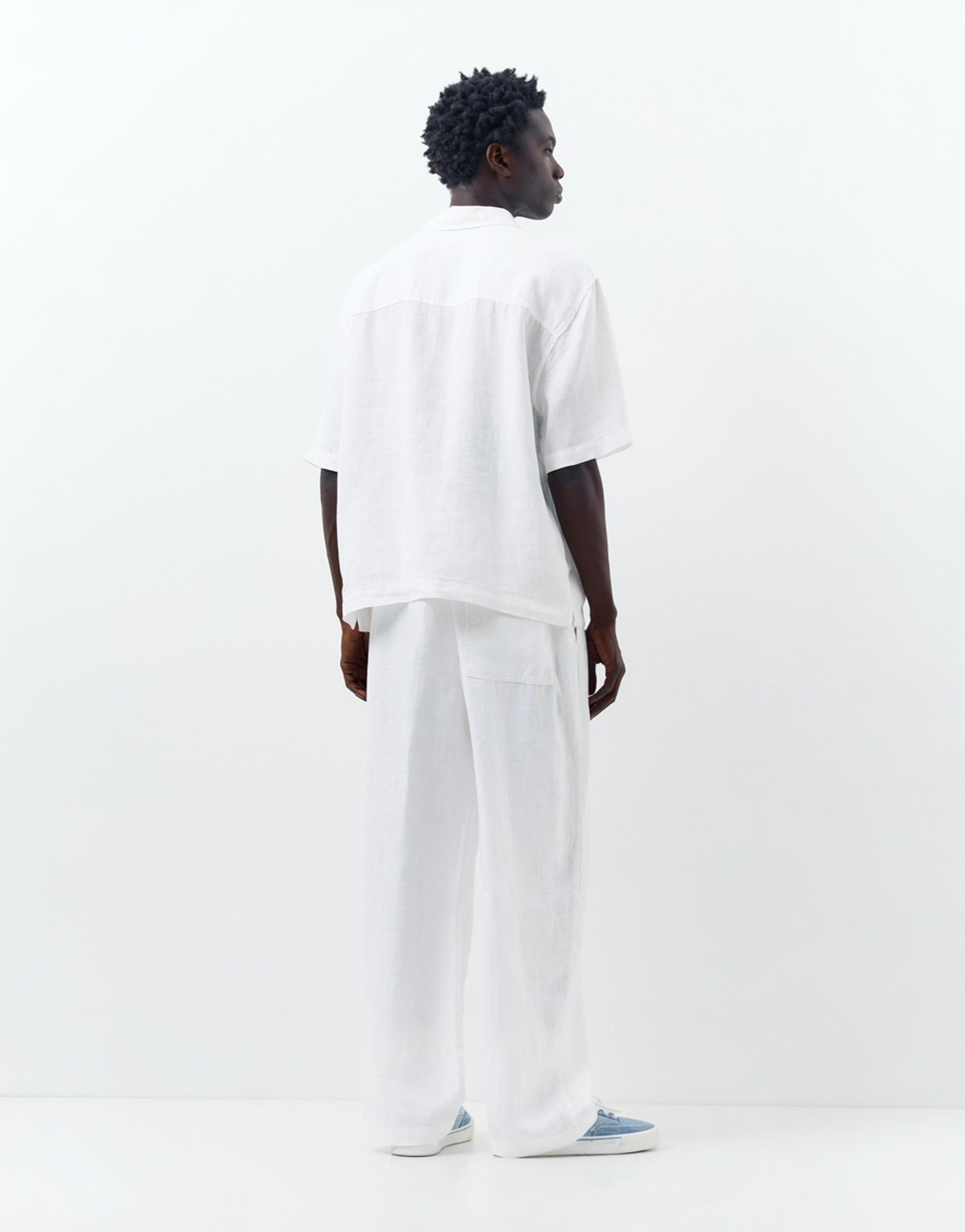 100% linen jogger trousers — White
