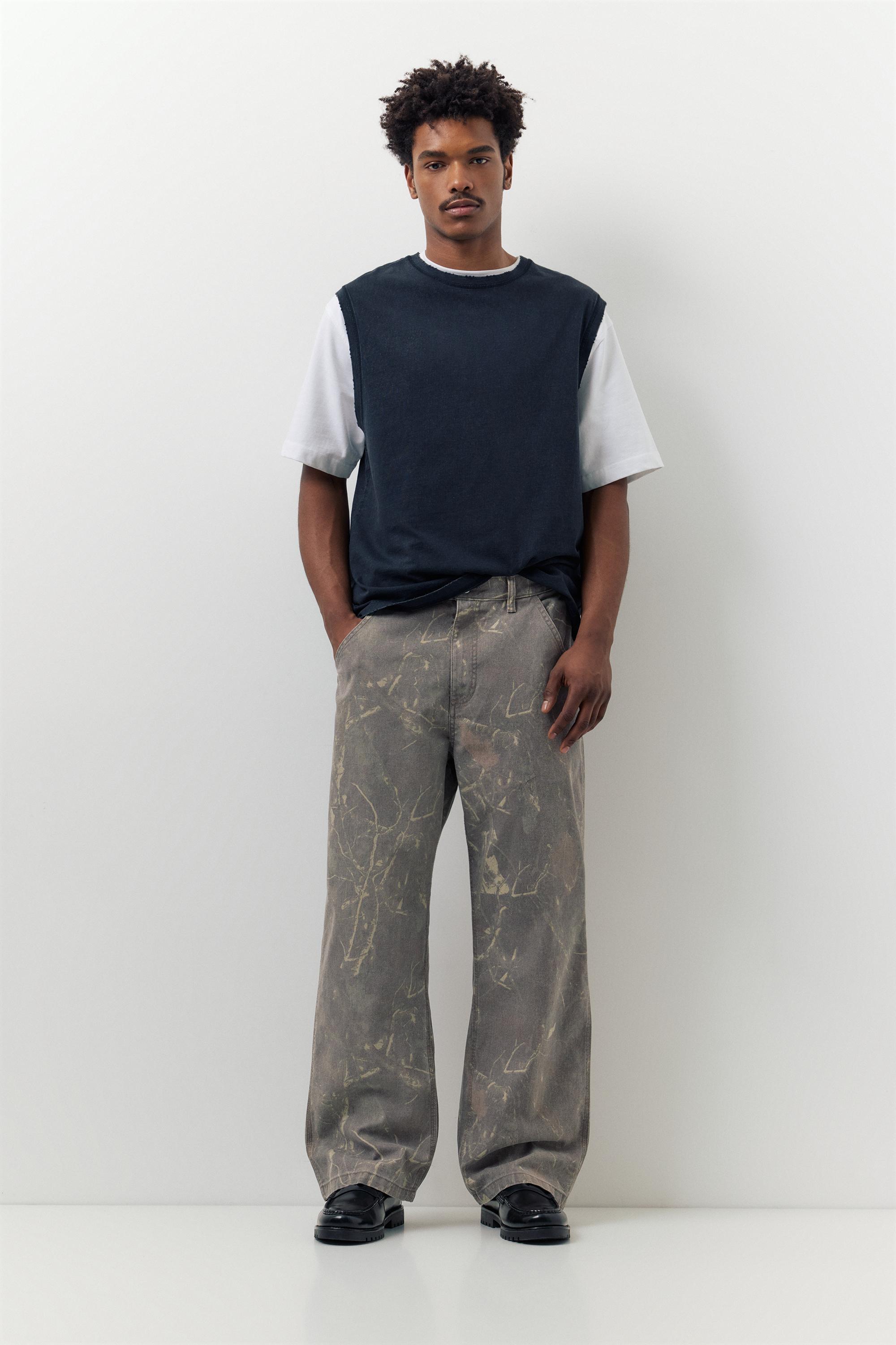 Printed wide-leg trousers — Grey