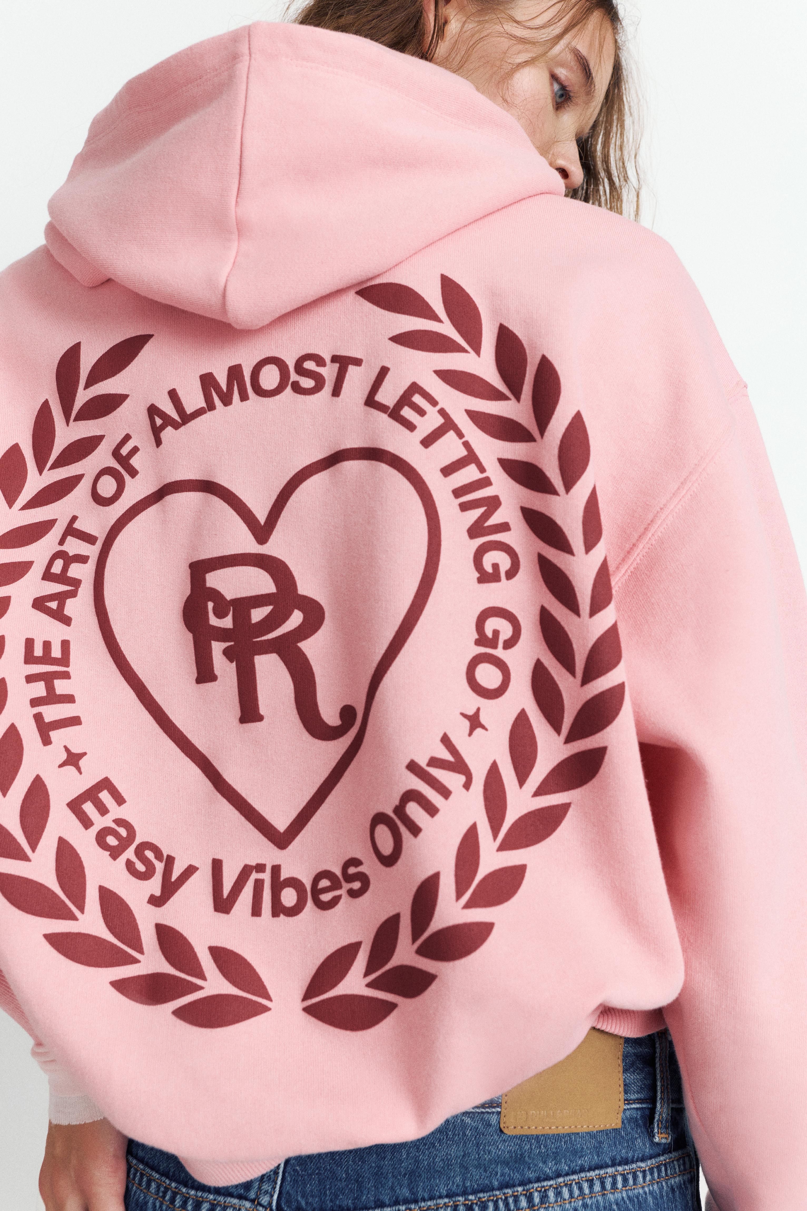 Oversize Kapuzensweatshirt Mit Herz-Print