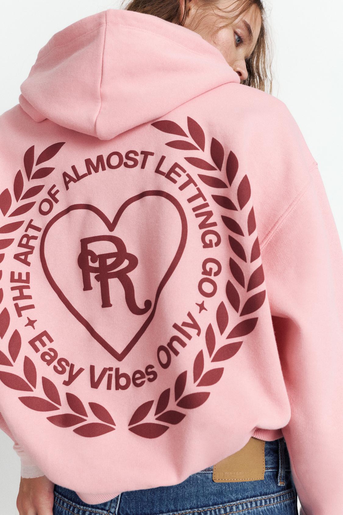 Sweat à Capuche Pull&Bear Femme Gris, Taille XS, 100% Coton - Très Bon état