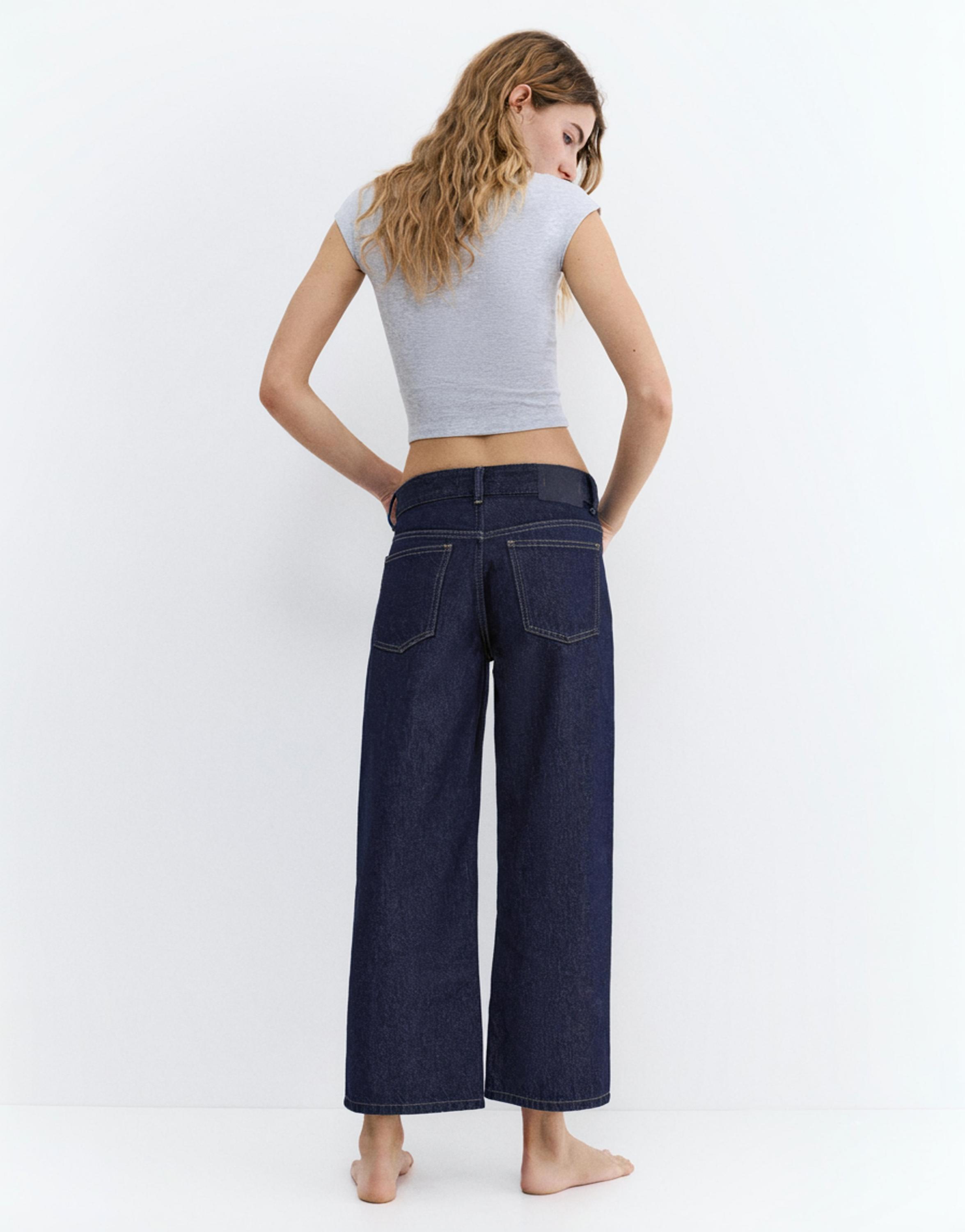 Low-rise culottes jeans — Navy