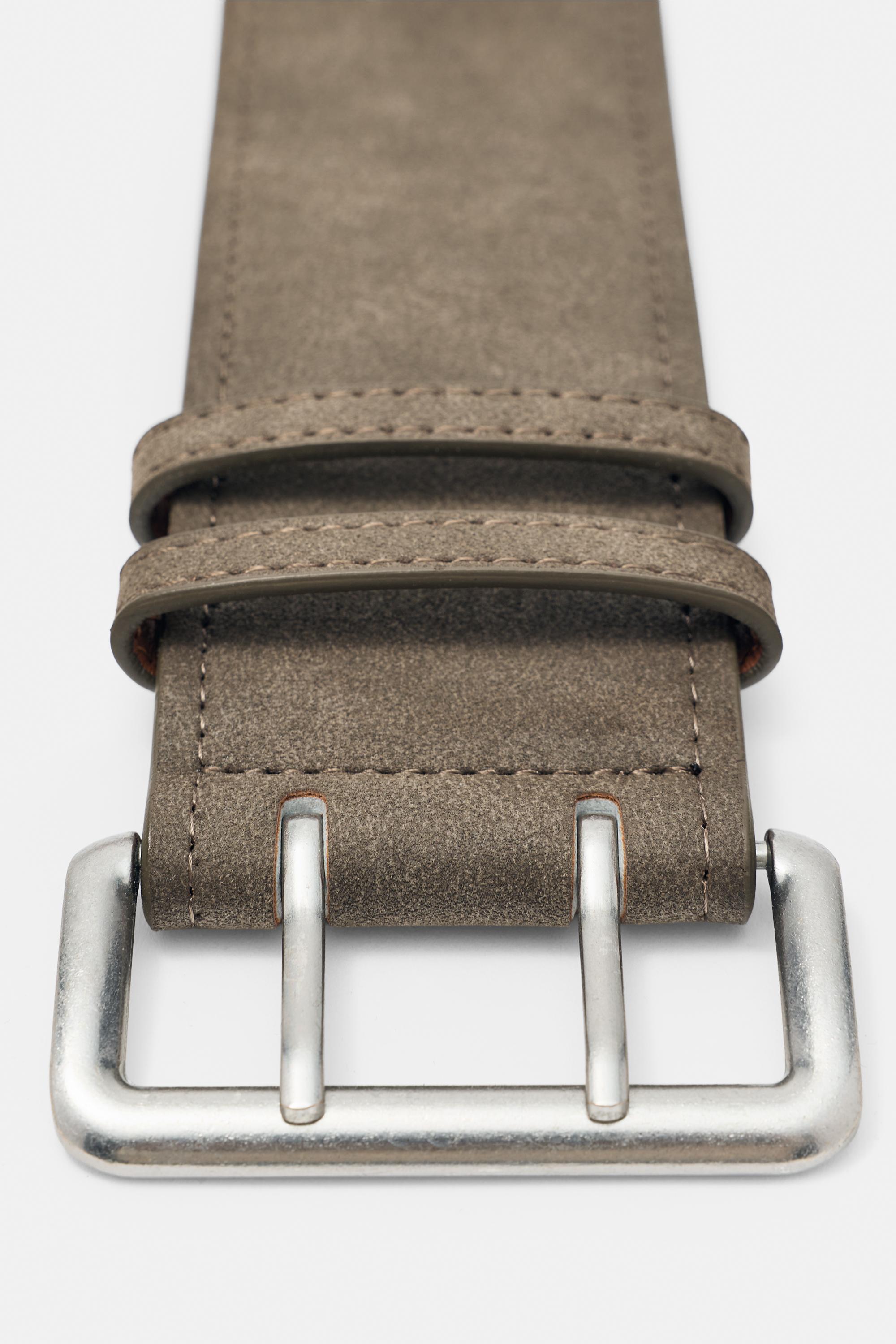 Wide faux suede belt — Taupe