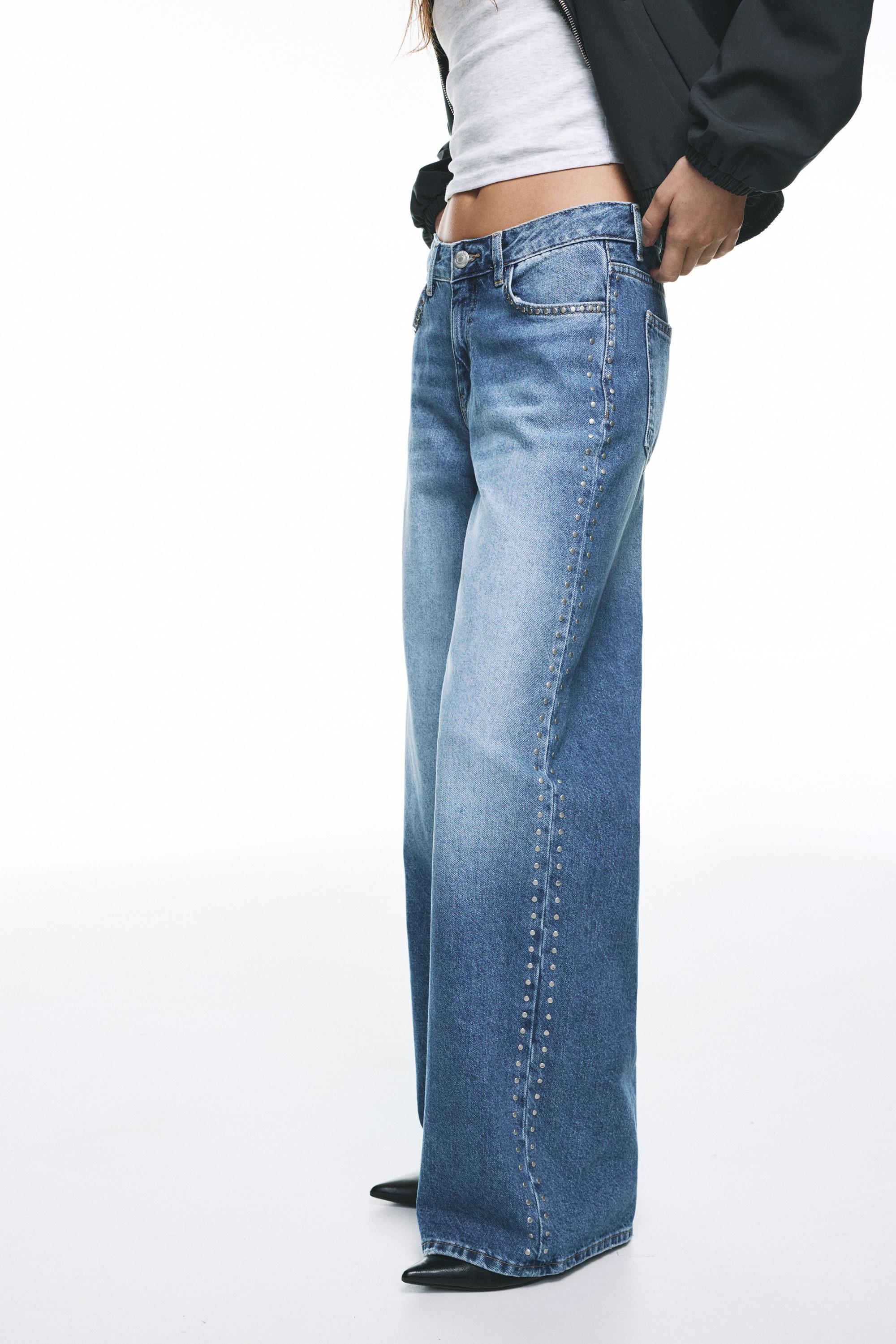 Zımbalı geniş paça jean - Görsel 57