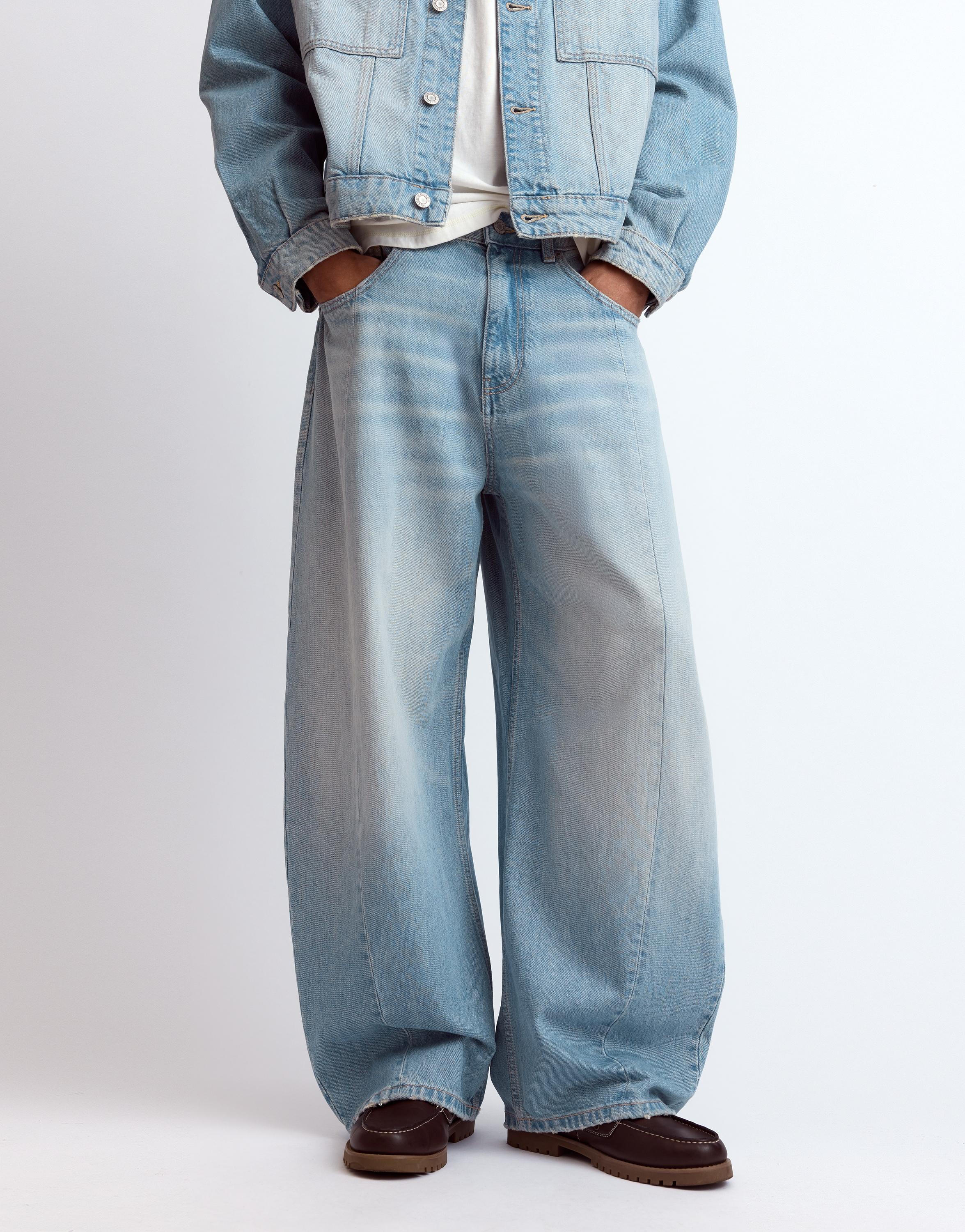 Pull&Bear Diyelimkiş detaylı barrel jean görsel 5