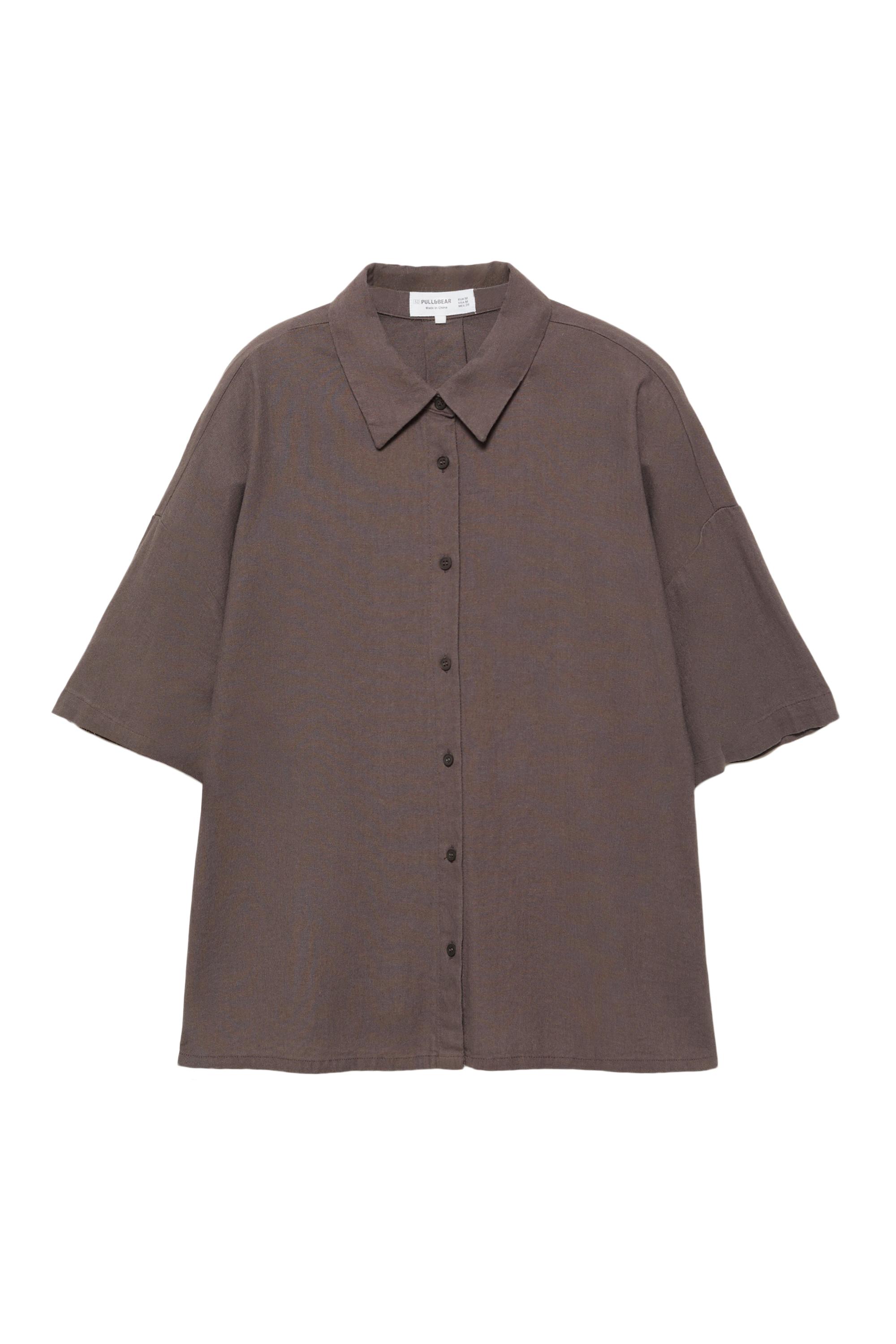 Short sleeve linen blend shirt