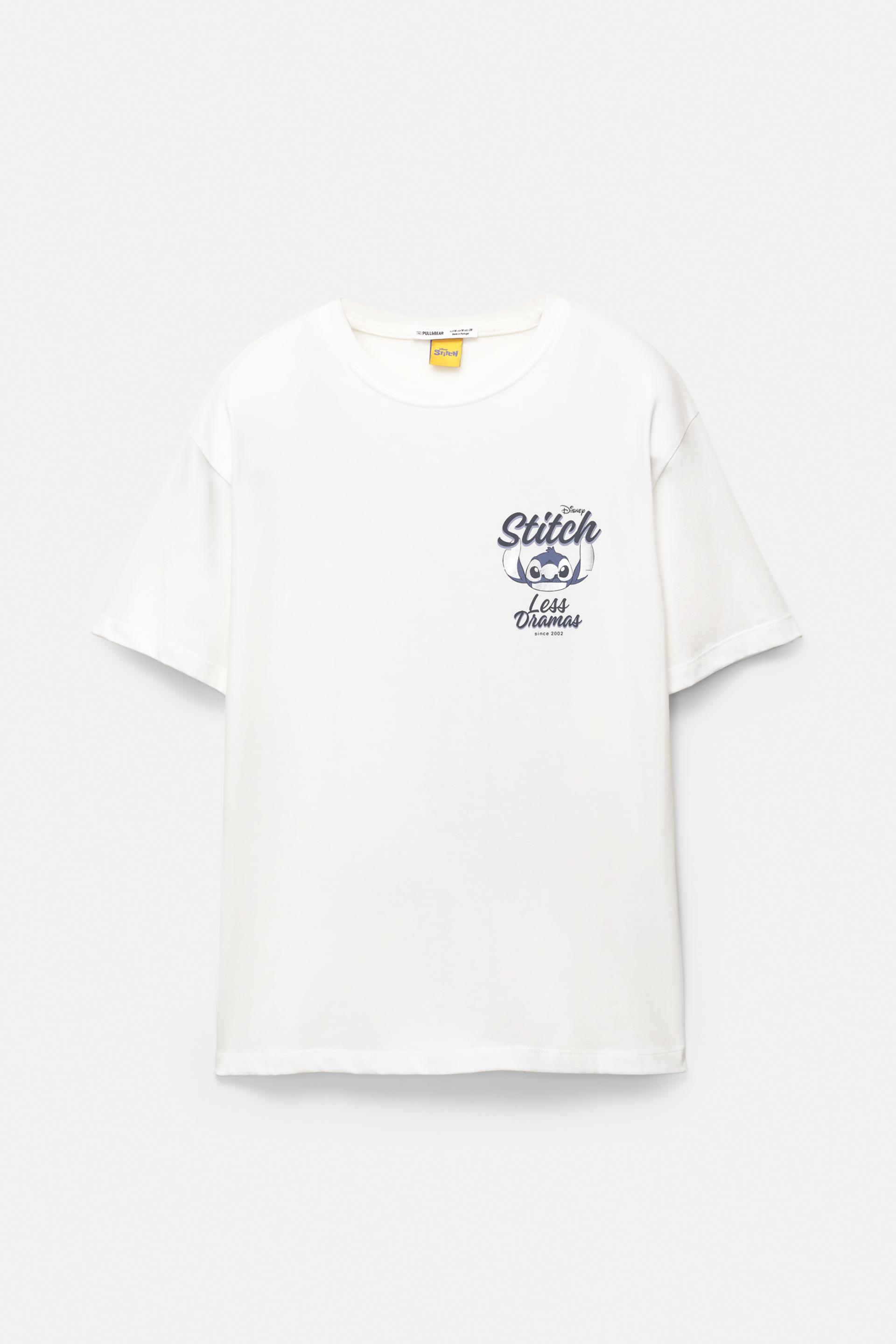 White Tee Shirt Pull And Bear Homme White Stitch T-shirt PULL&BEAR