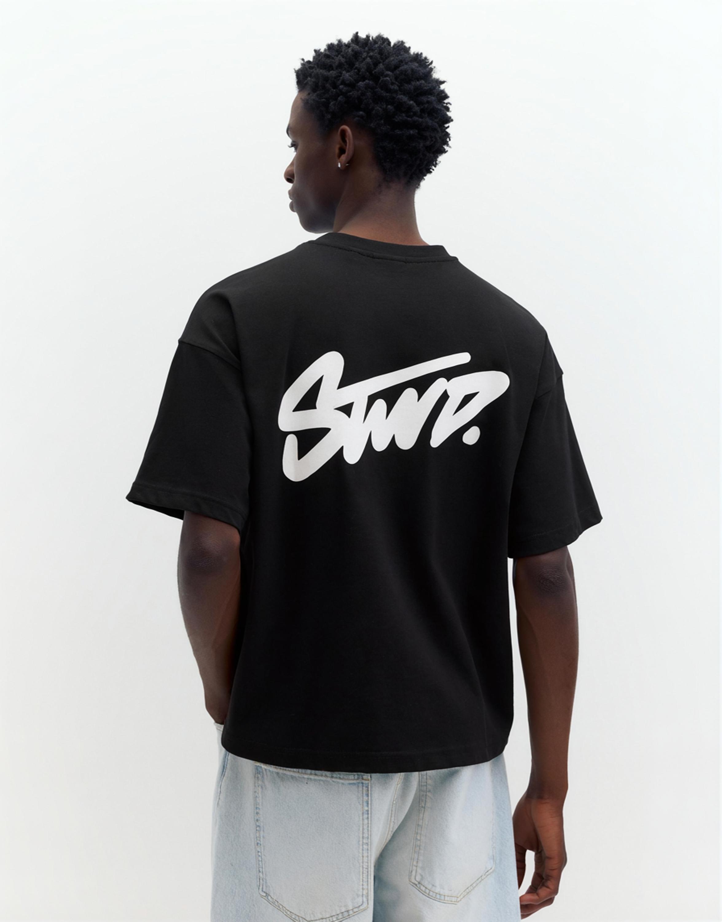 STWD logo boxy T-shirt — Black