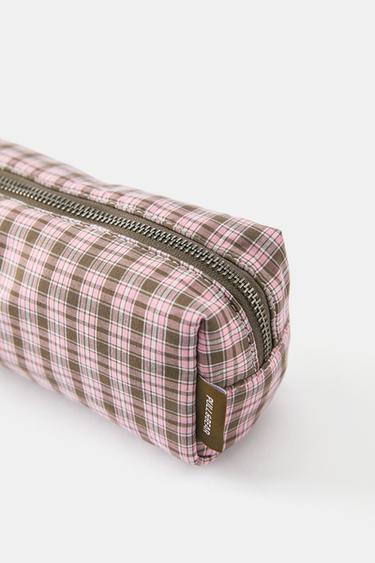 Checked pencil case — Pink 3