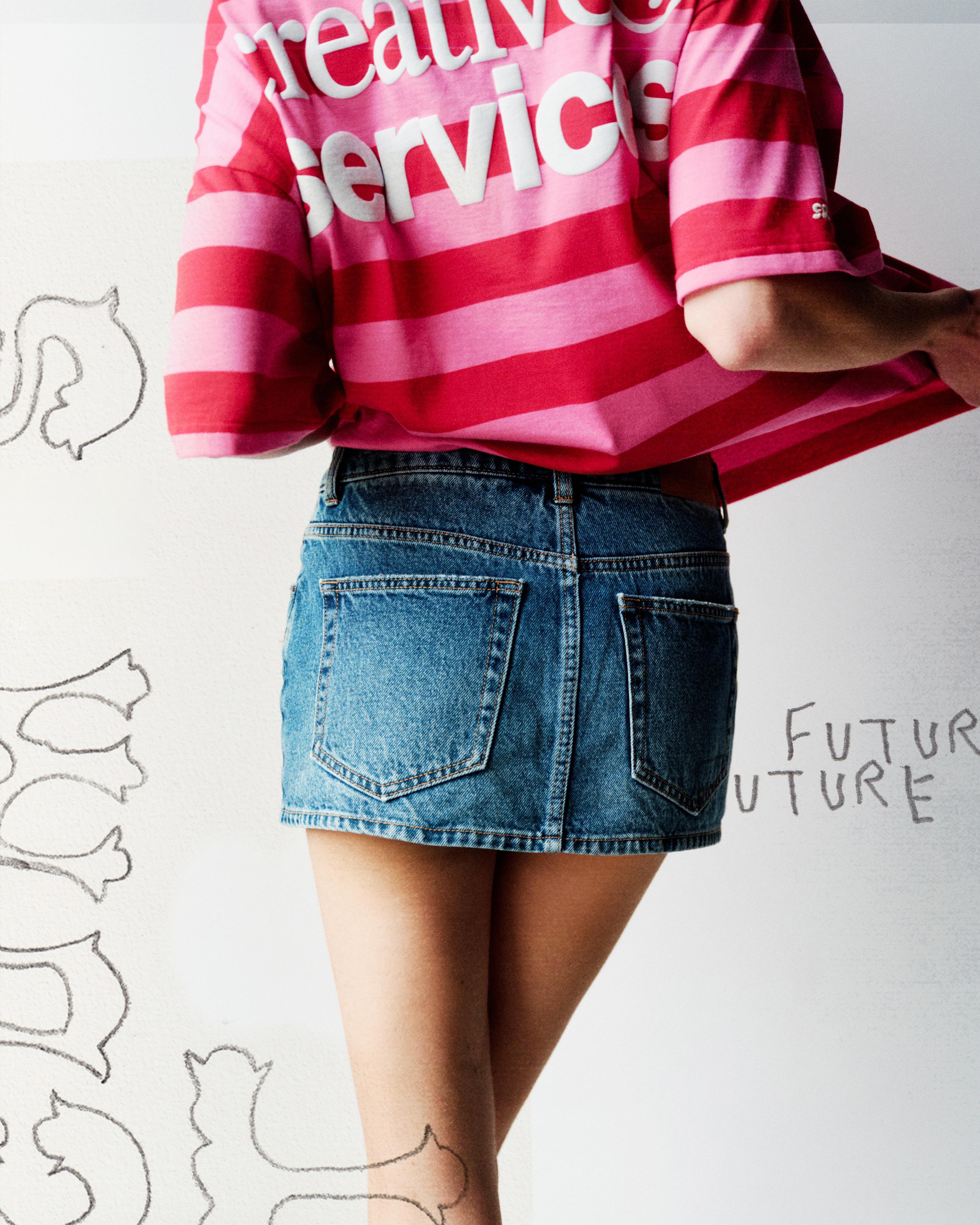 Çapraz belli kot şort etek - Görsel 15