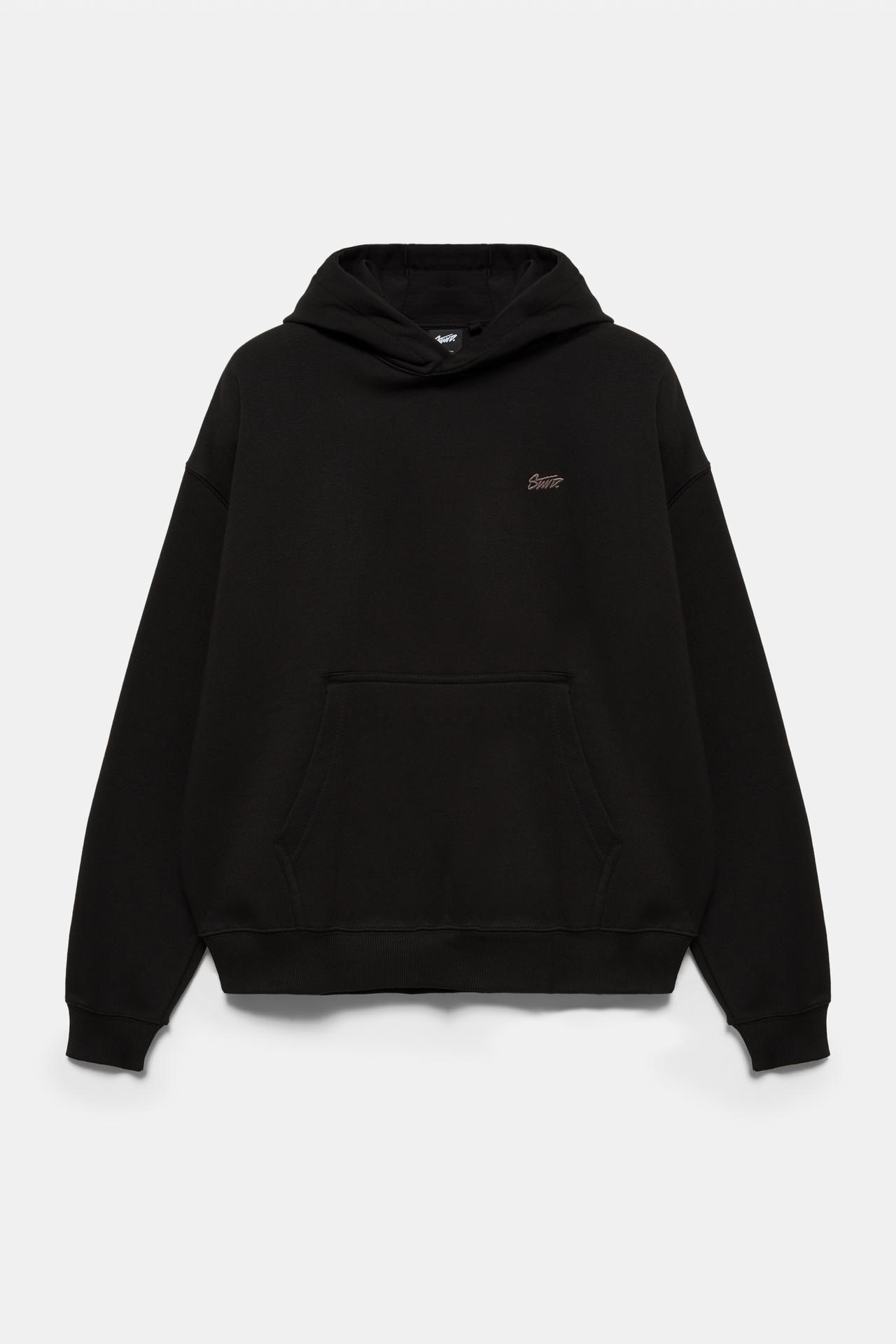 STWD logo boxy hoodie — Black
