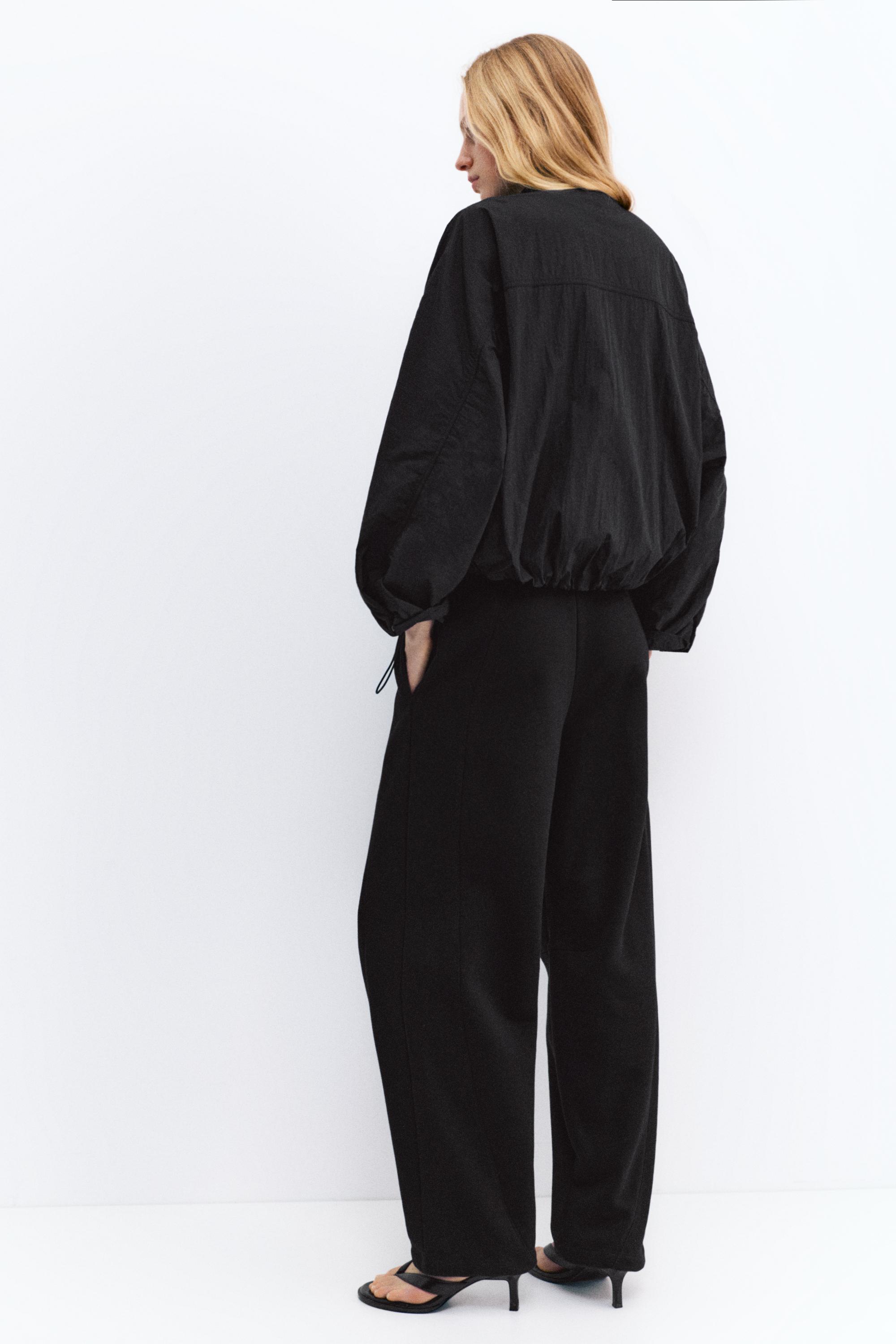 Short nylon-effect jacket — Black