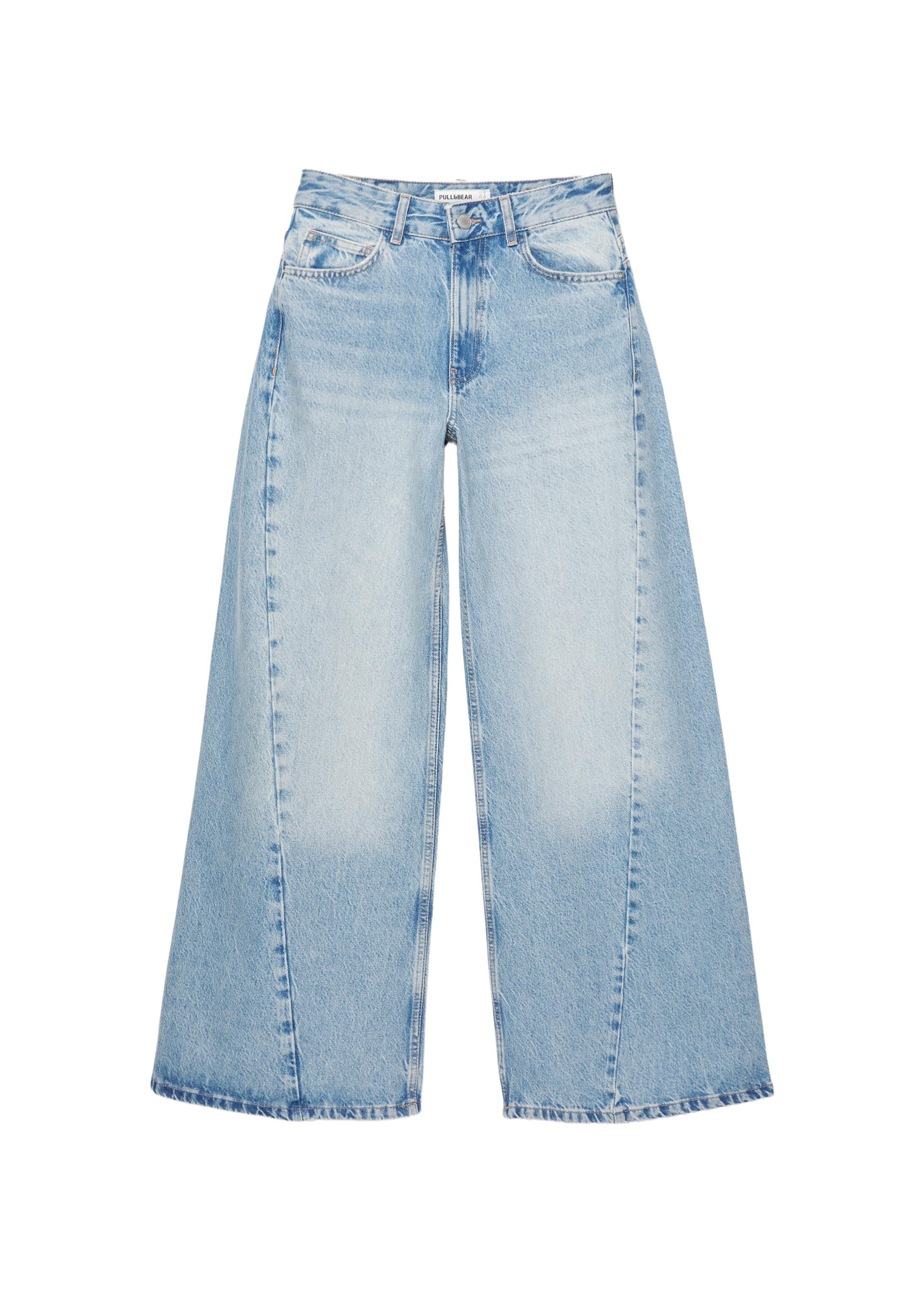 Super wide-leg jeans with belt loops — Pale blue
