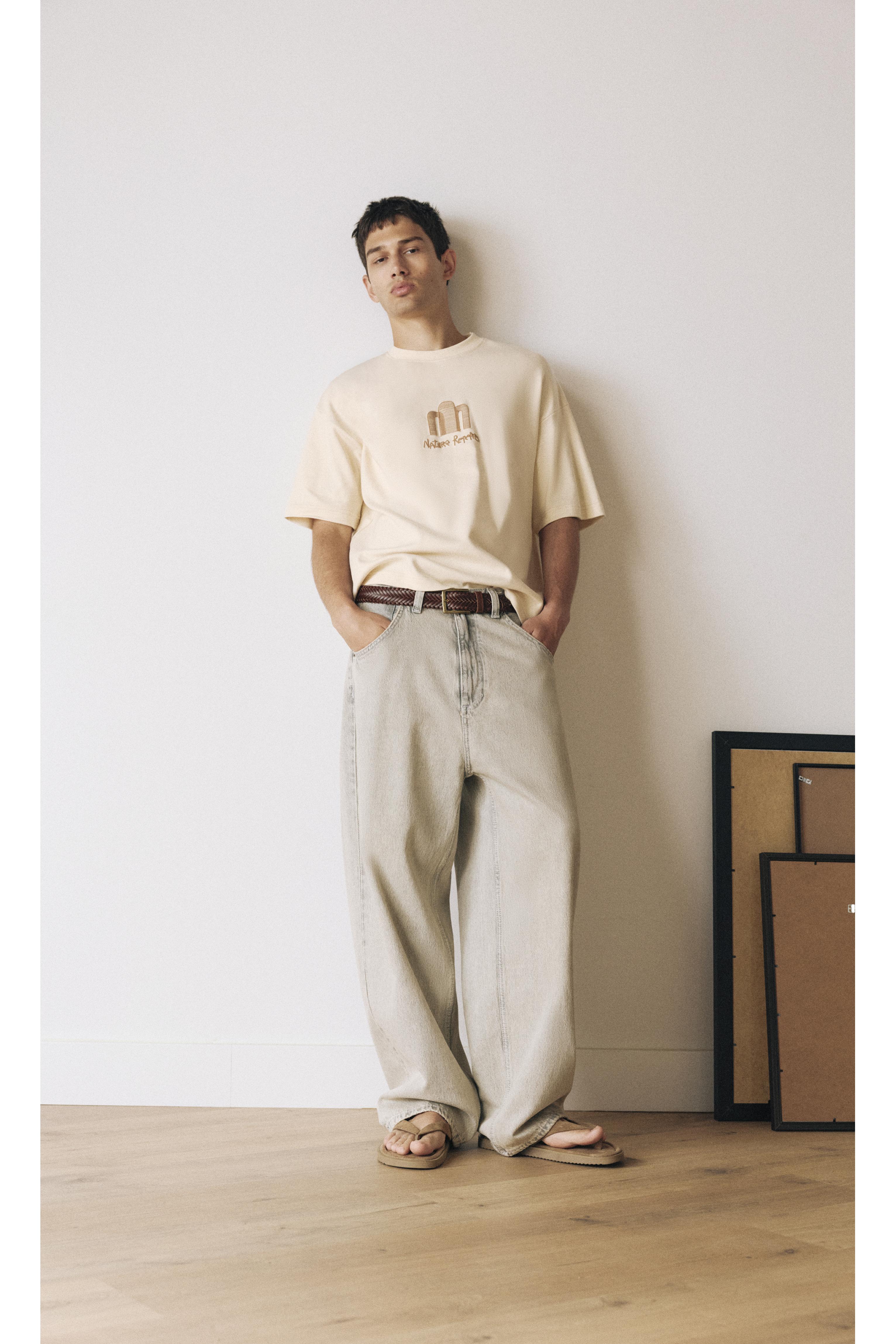 Short sleeve graphic sweatshirt — Sand