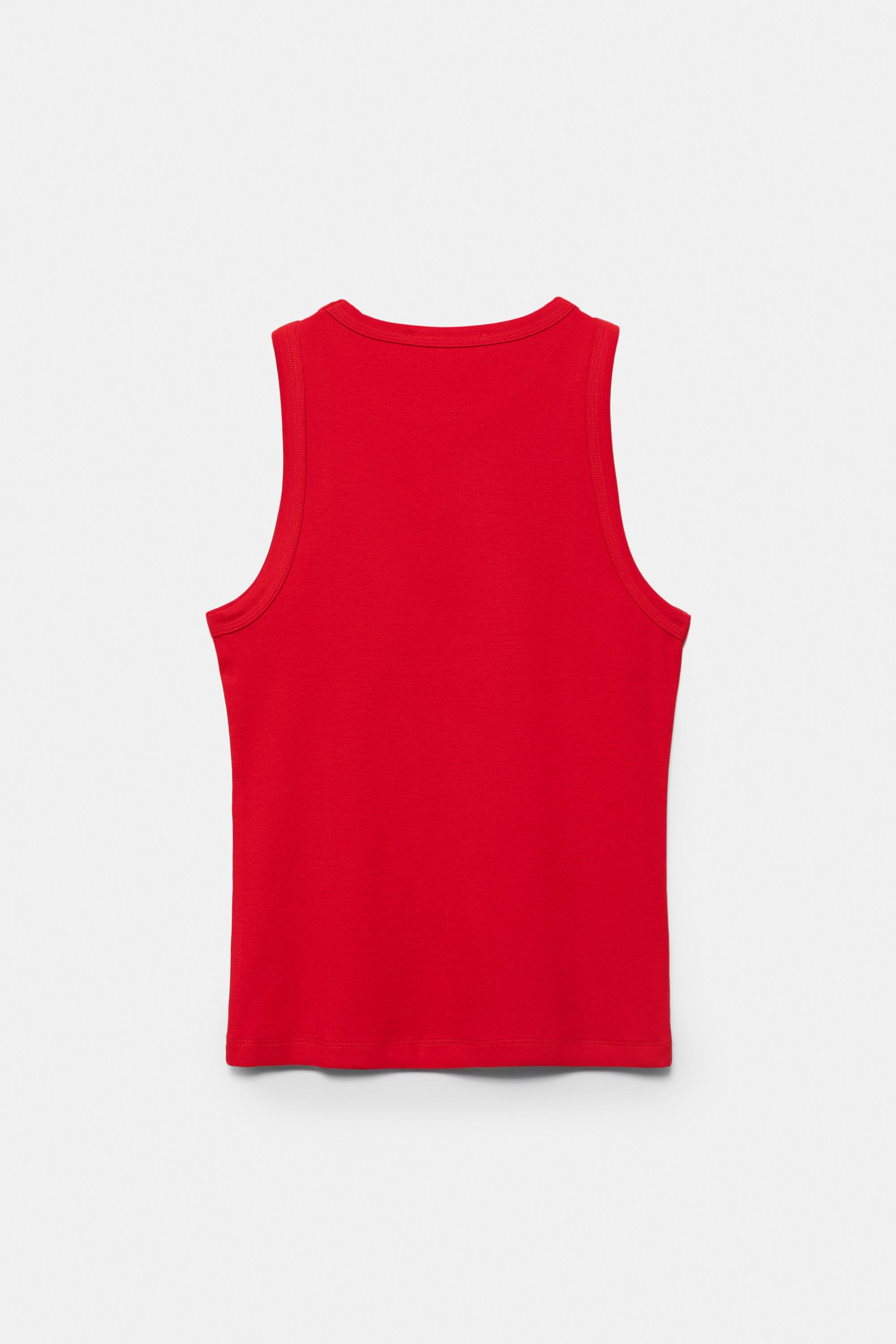 Round neck tank top — Red