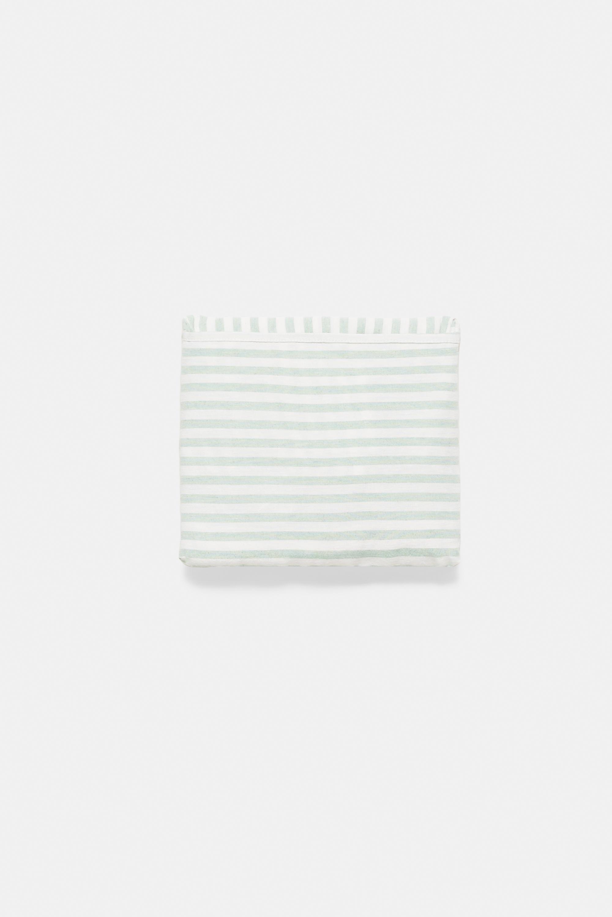 Large striped tote bag — Faded green