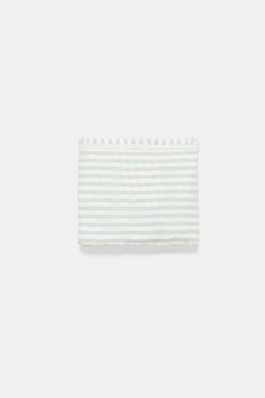 Large striped tote bag — Faded green 3