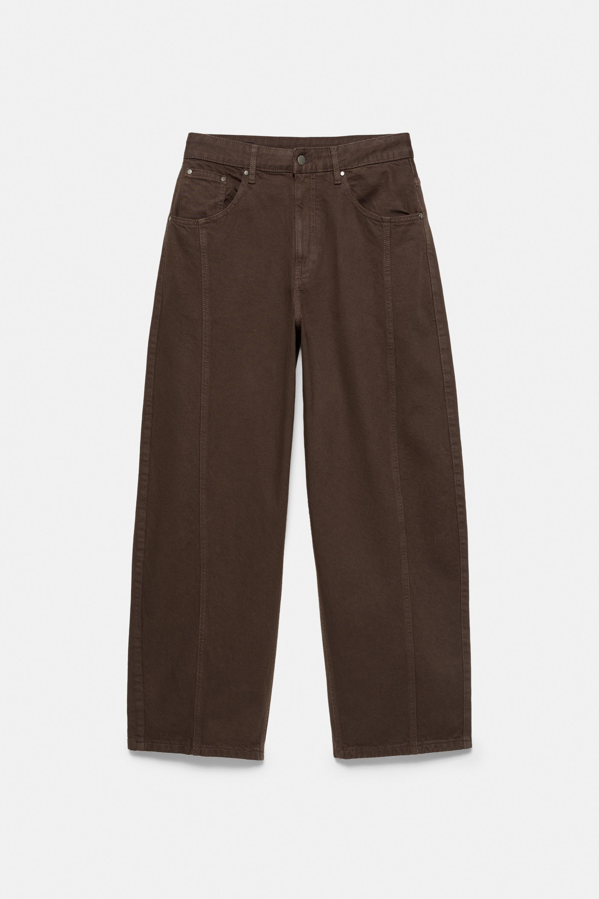 Front seam barrel jeans — Brown