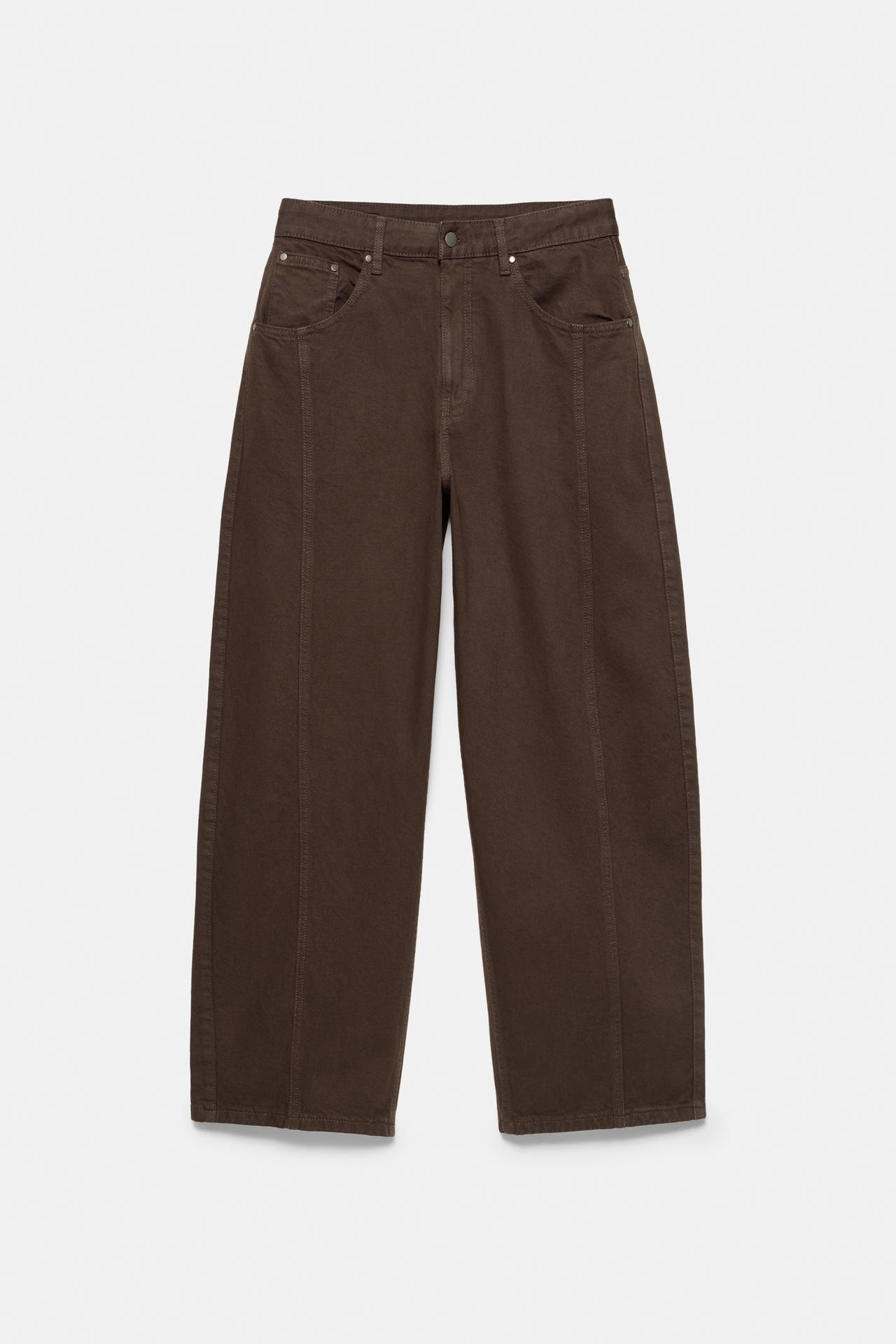 Front seam barrel jeans — Brown