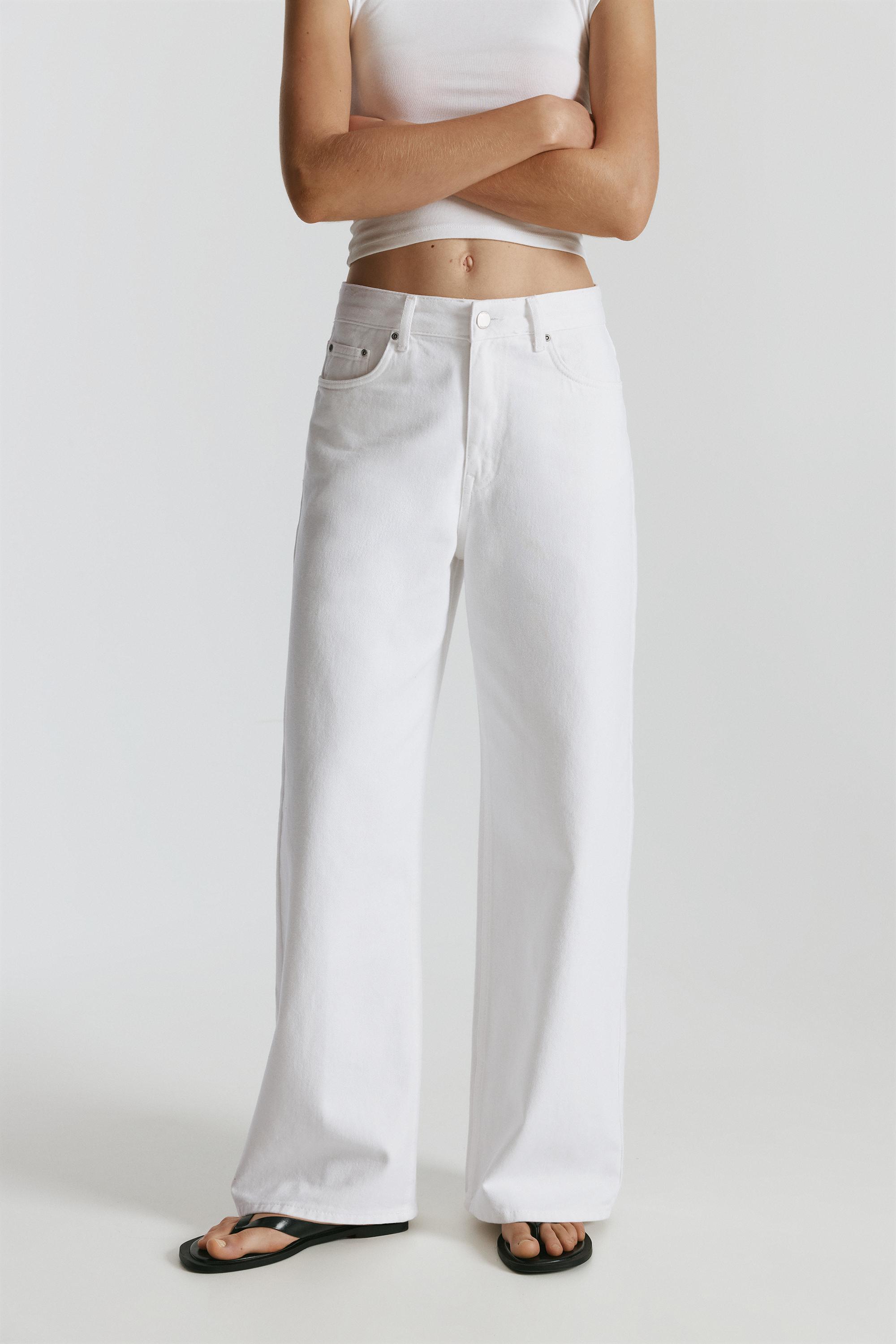 Mid-waist baggy jeans — White