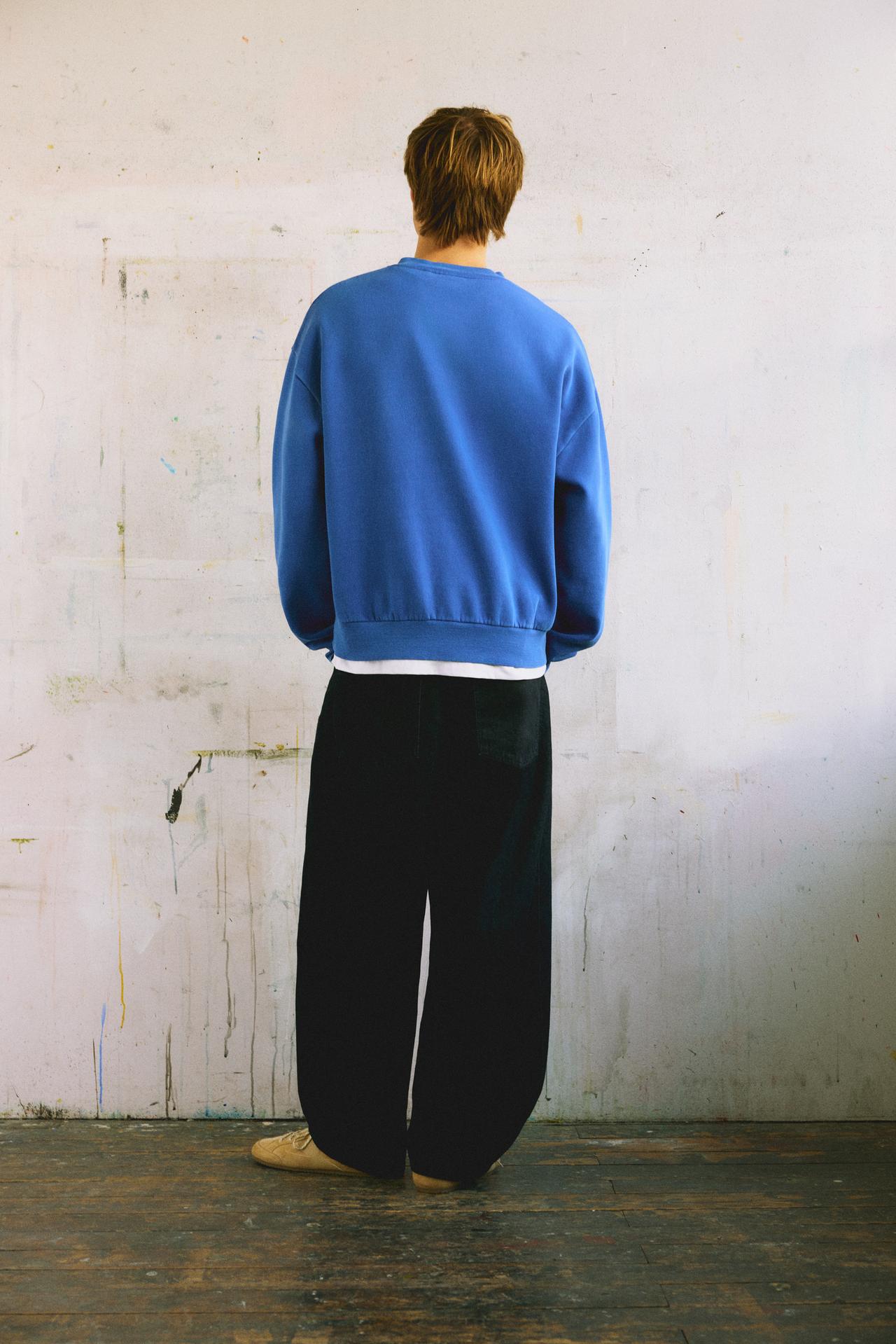 Henley neck sweatshirt — Deep blue