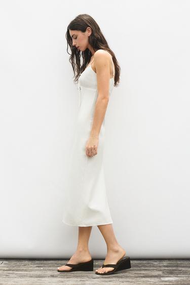 Linen blend midi dress — Ice 2