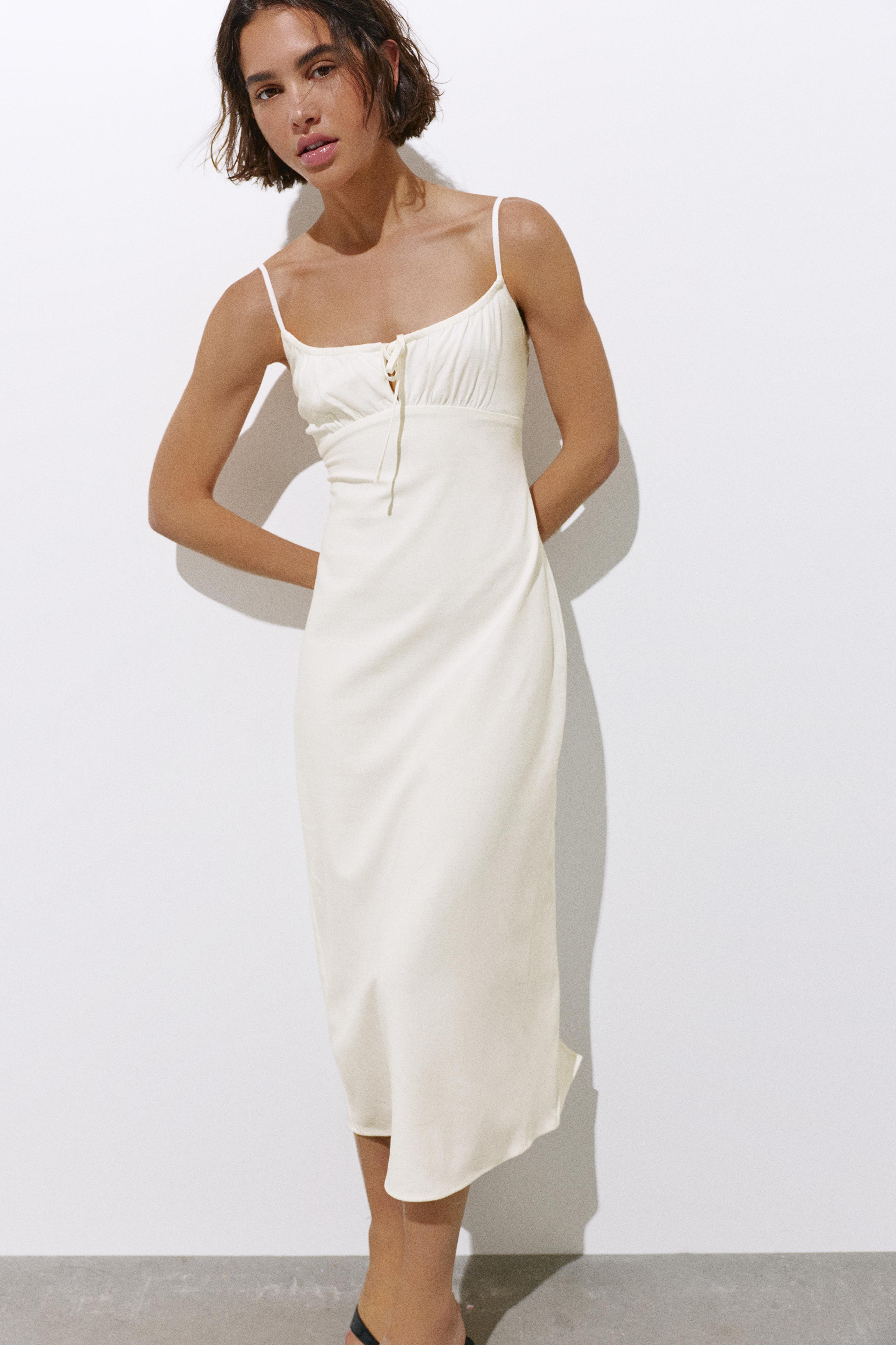 Linen blend midi dress — Ice