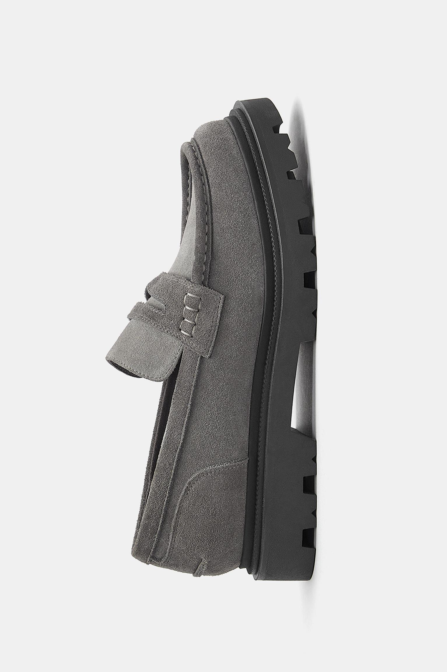 Chunky leather loafers — Grey