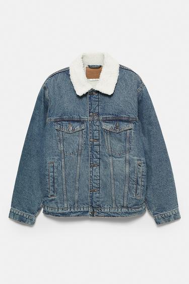 Denim jacket with faux shearling collar — Medium blue 6