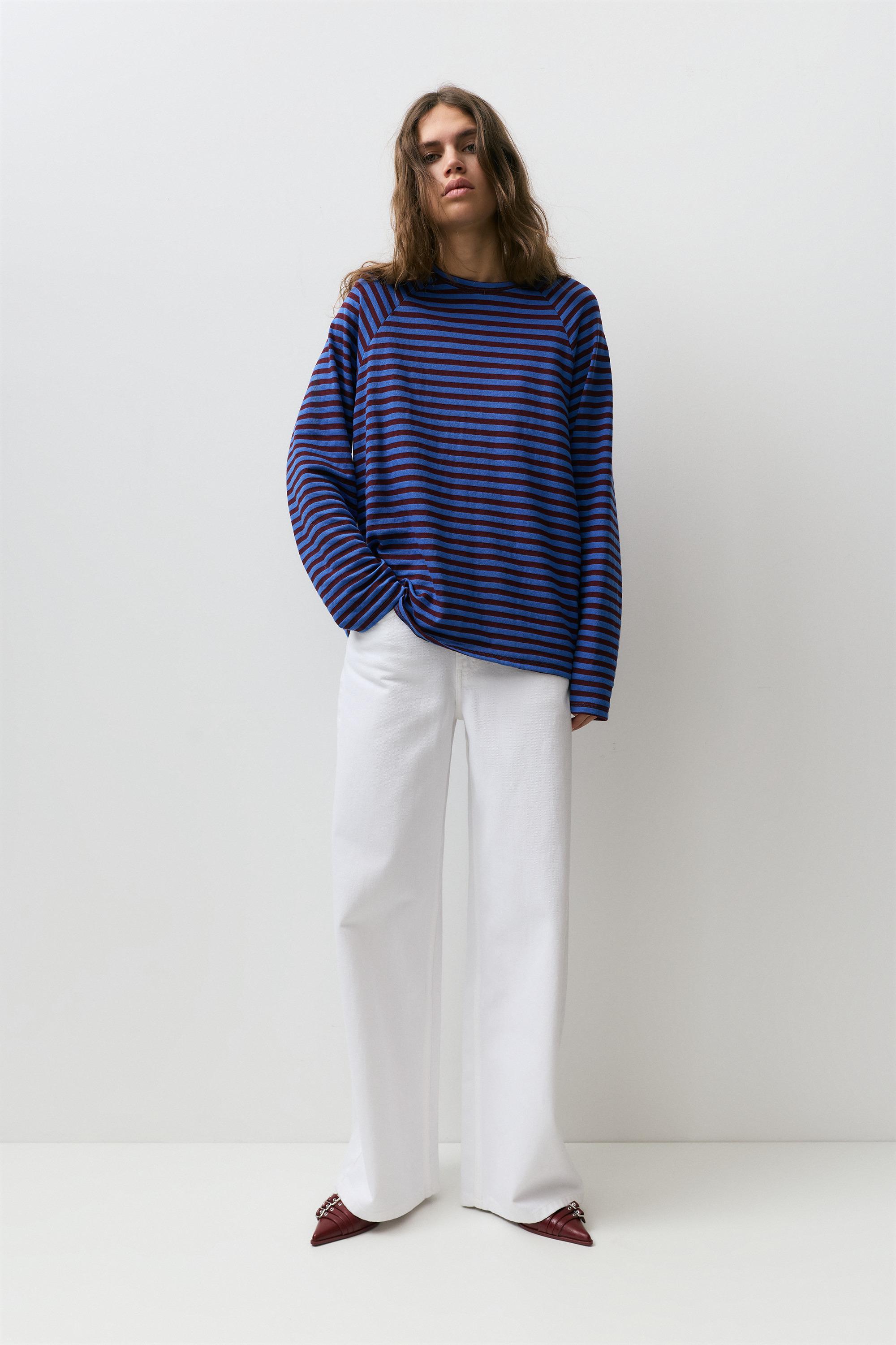 Uzun kollu çizgili tişört - Görsel 51