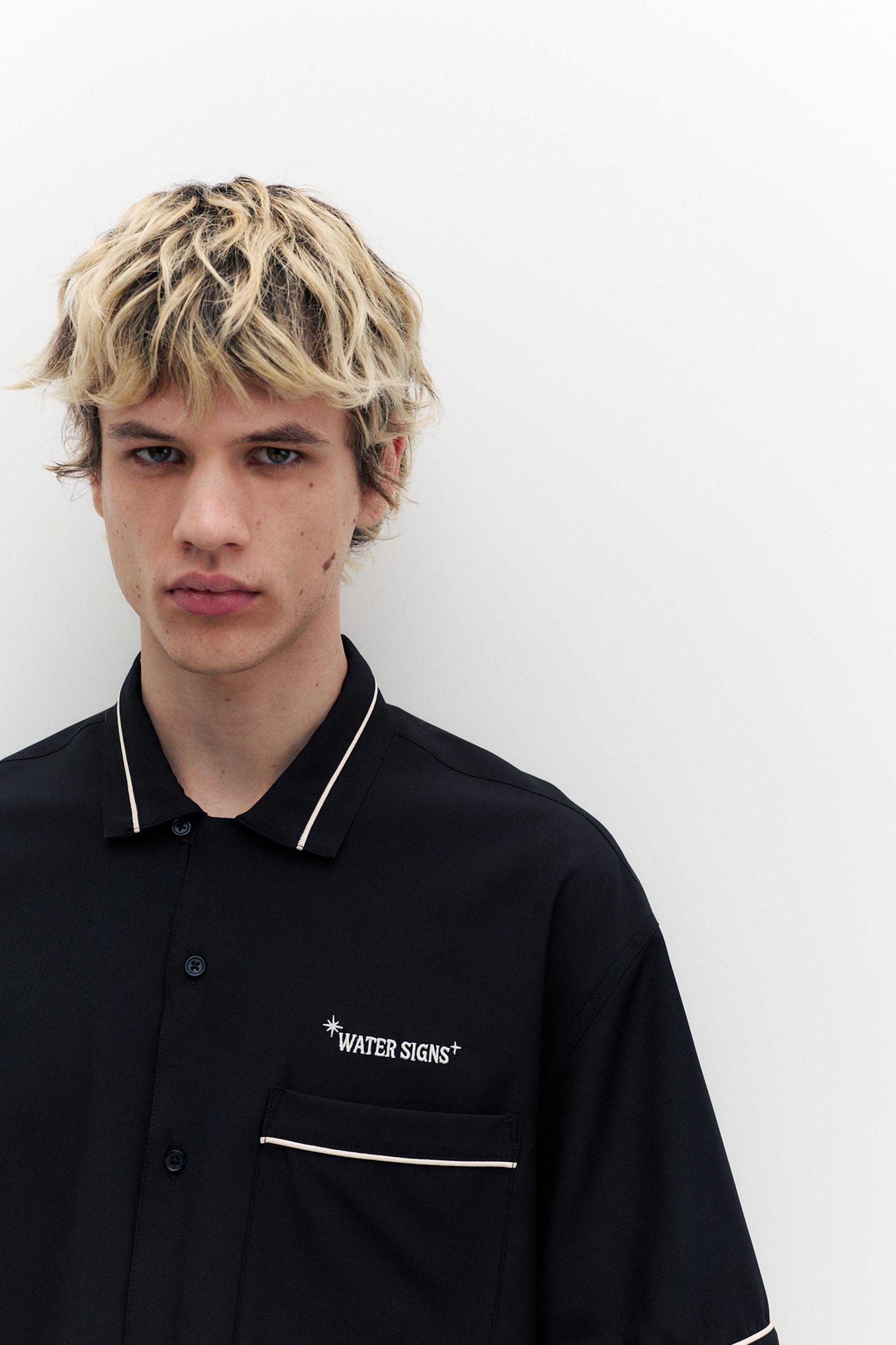 Kısa kollu nakışlı gömlek - Görsel 17