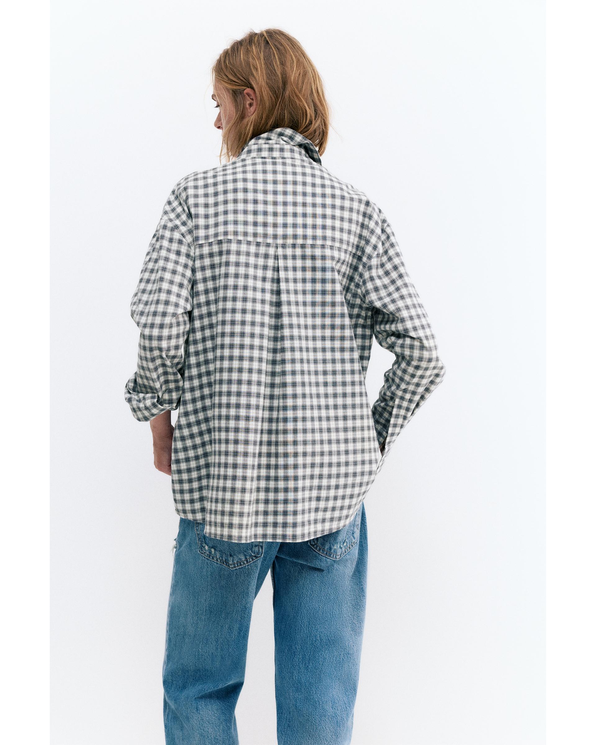 Çok konumlu bandana detaylı kareli gömlek - Görsel 6