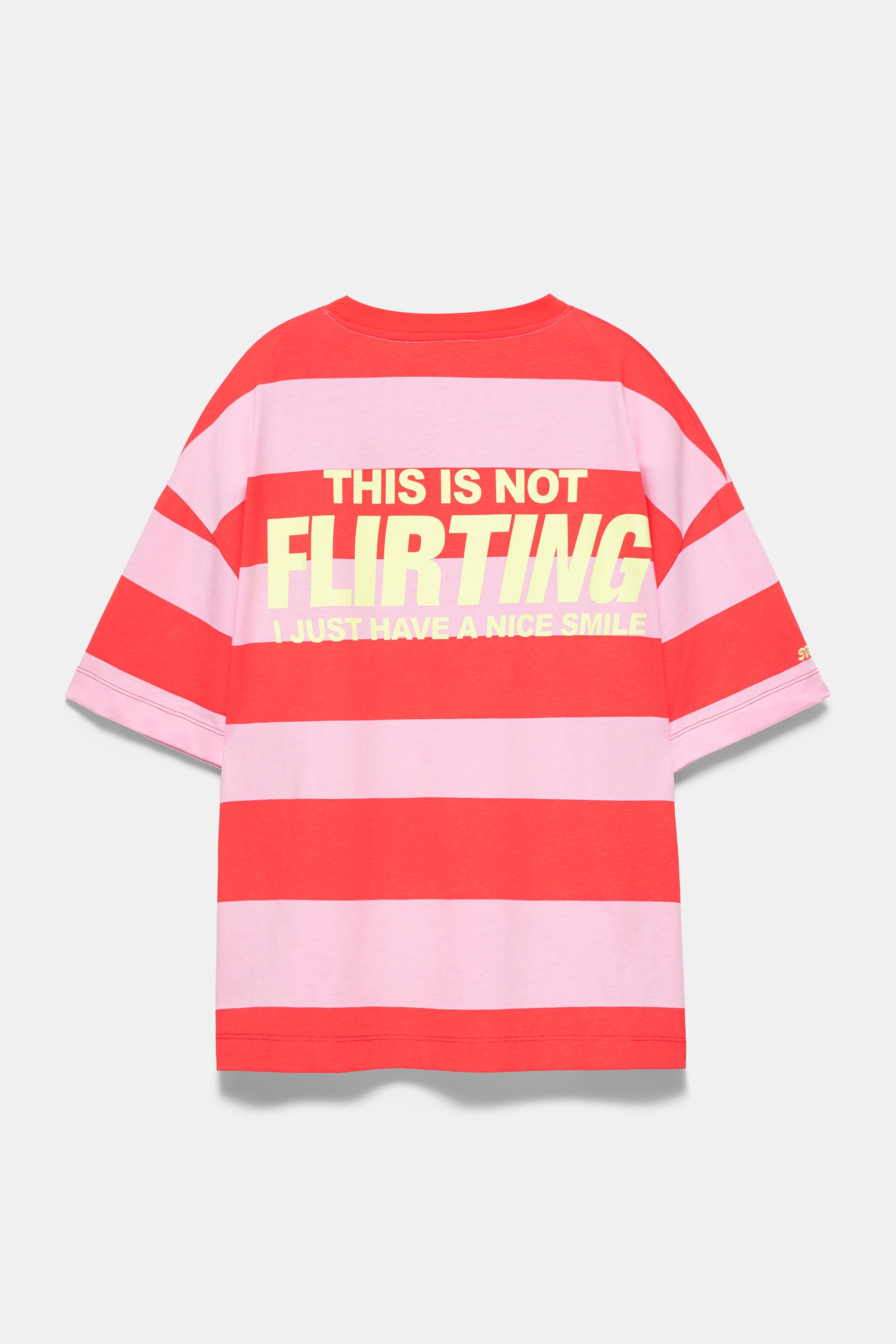 Oversize striped graphic T-shirt — Pink