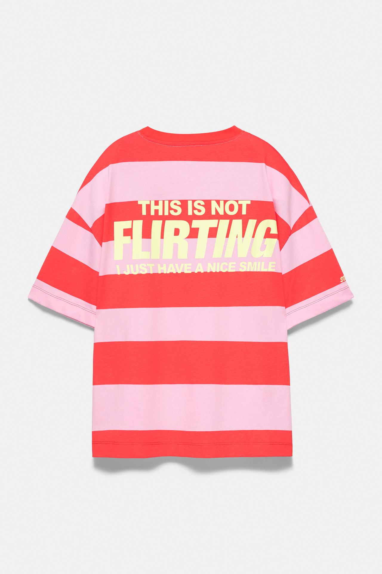 Oversize striped graphic T-shirt — Pink