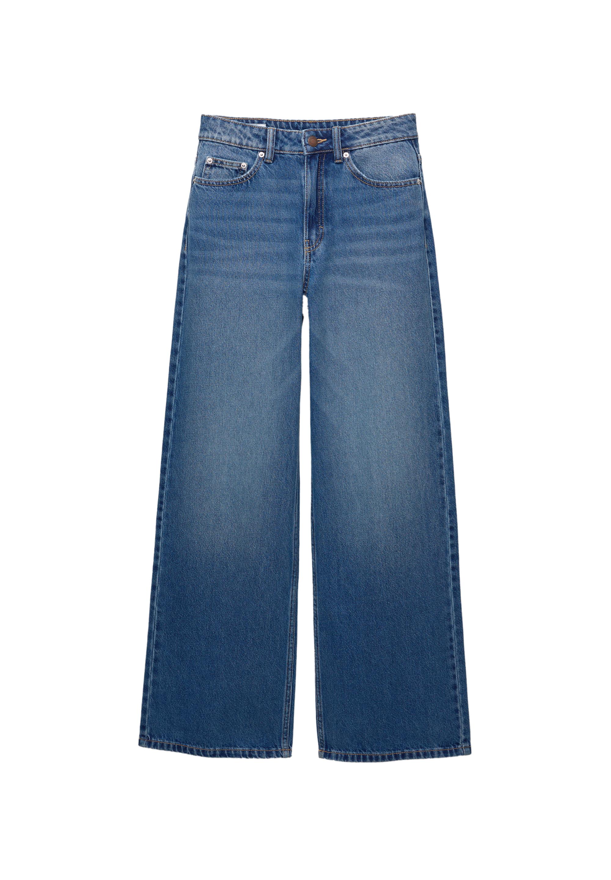 High-waist wide-leg jeans — Medium blue
