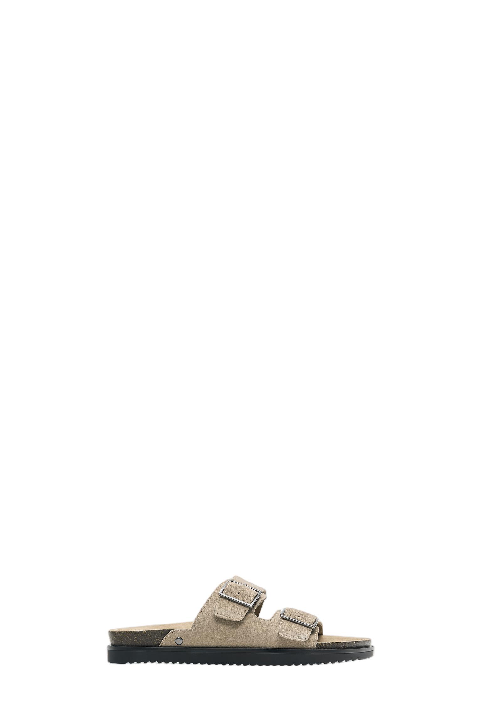 Leather buckle sandals — Ecru
