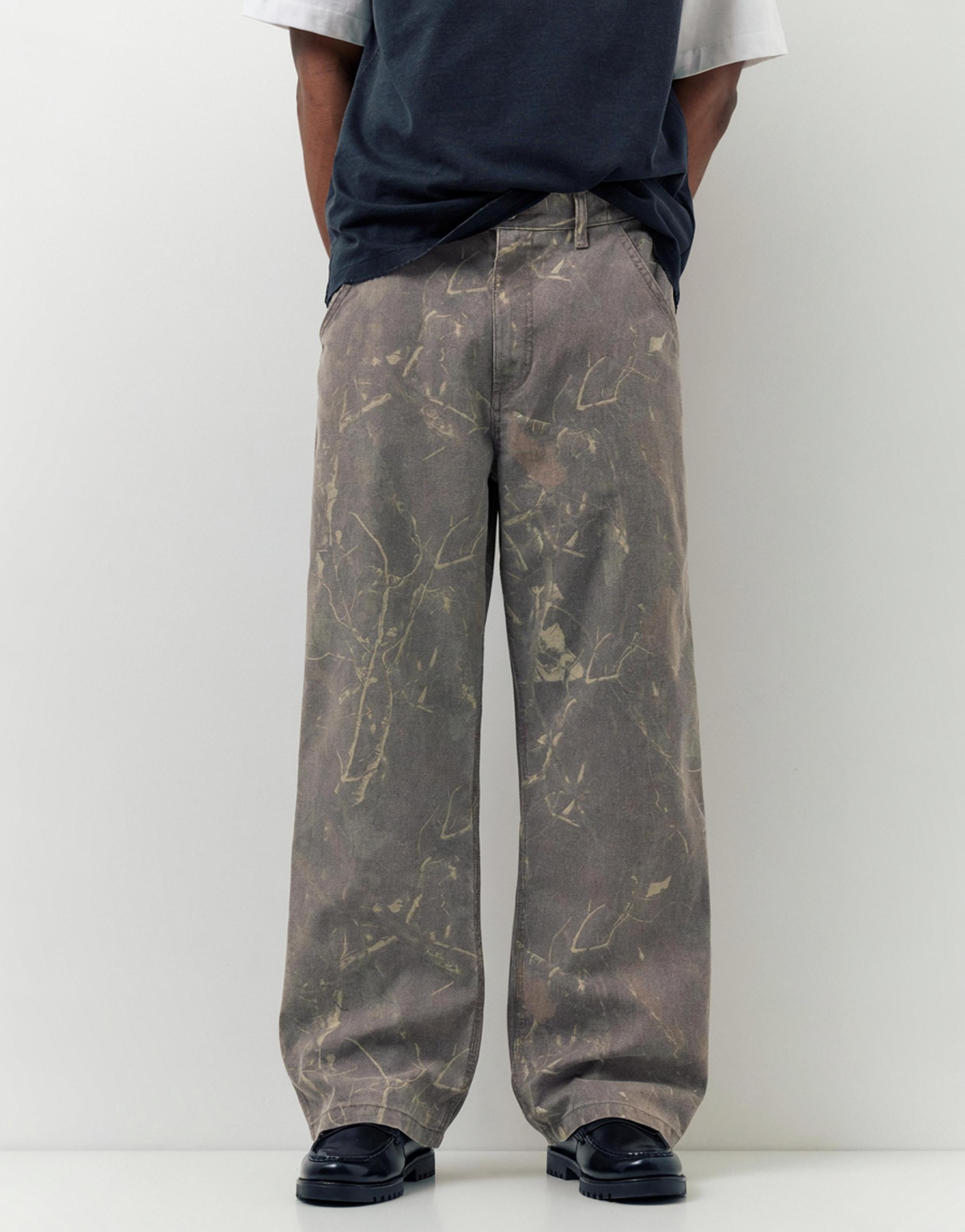 Printed wide-leg trousers — Grey