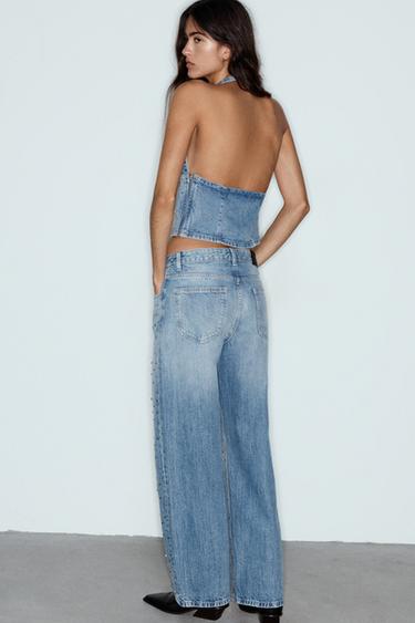 Baggy jeans with rhinestones — Medium blue 5