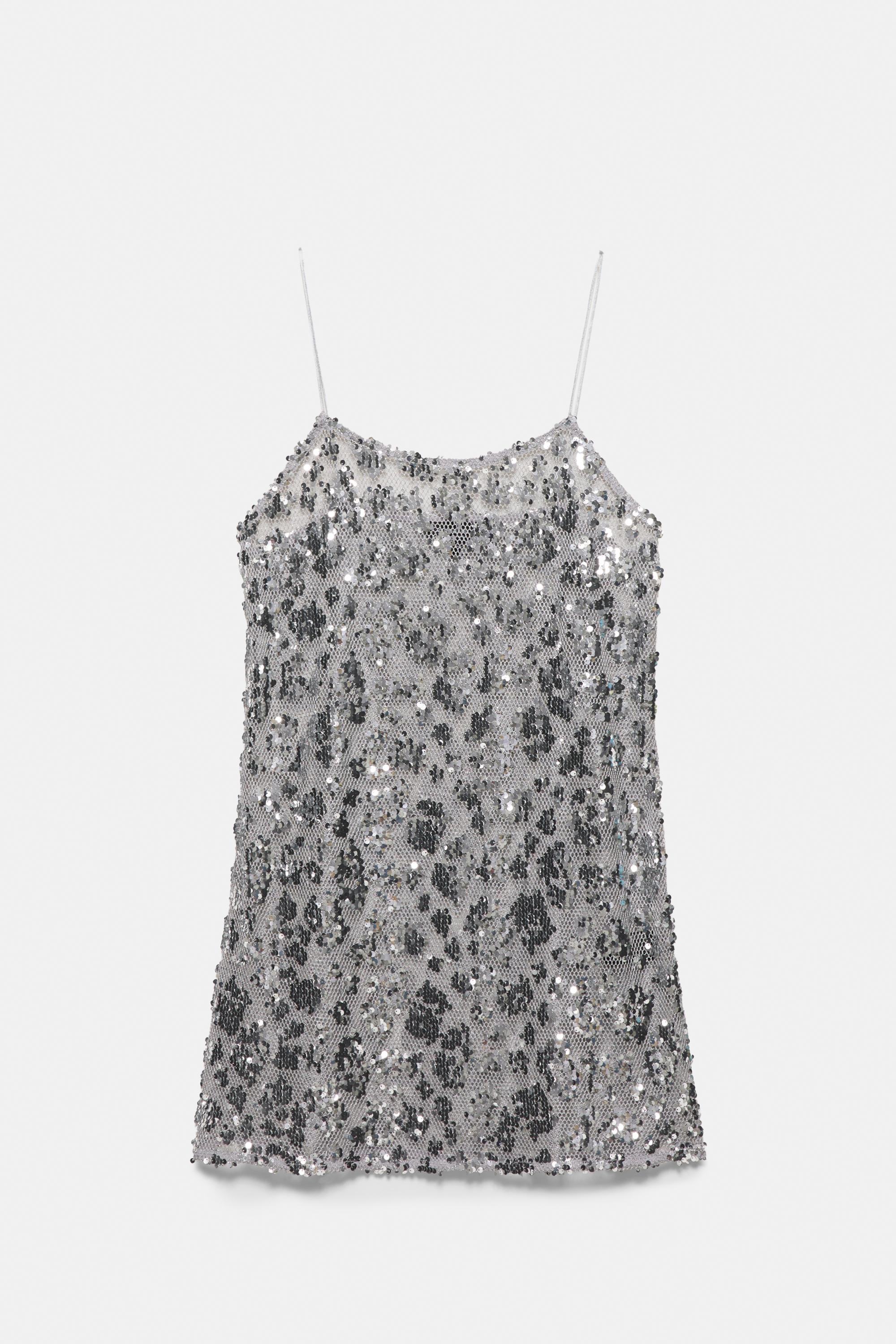 Short sequin strappy dress — Silver