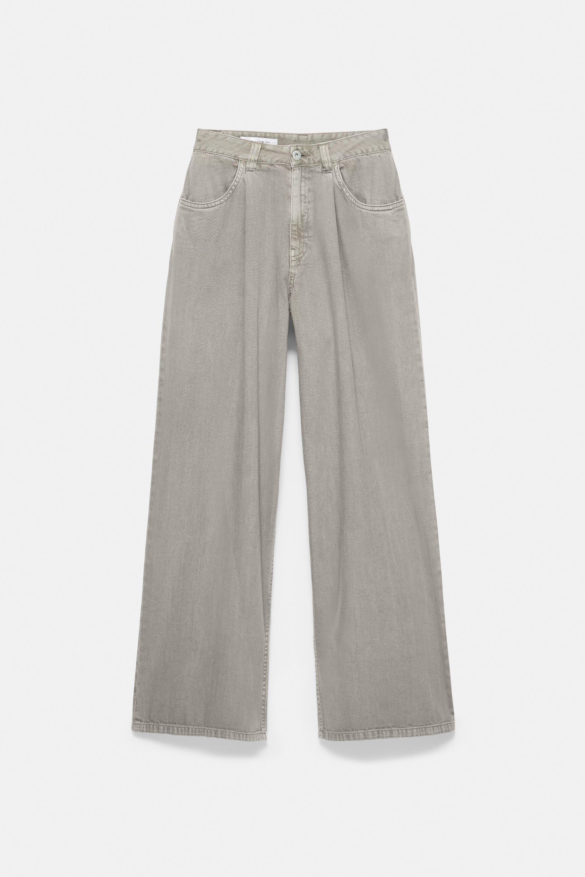 Wide-leg jeans with darts — Taupe