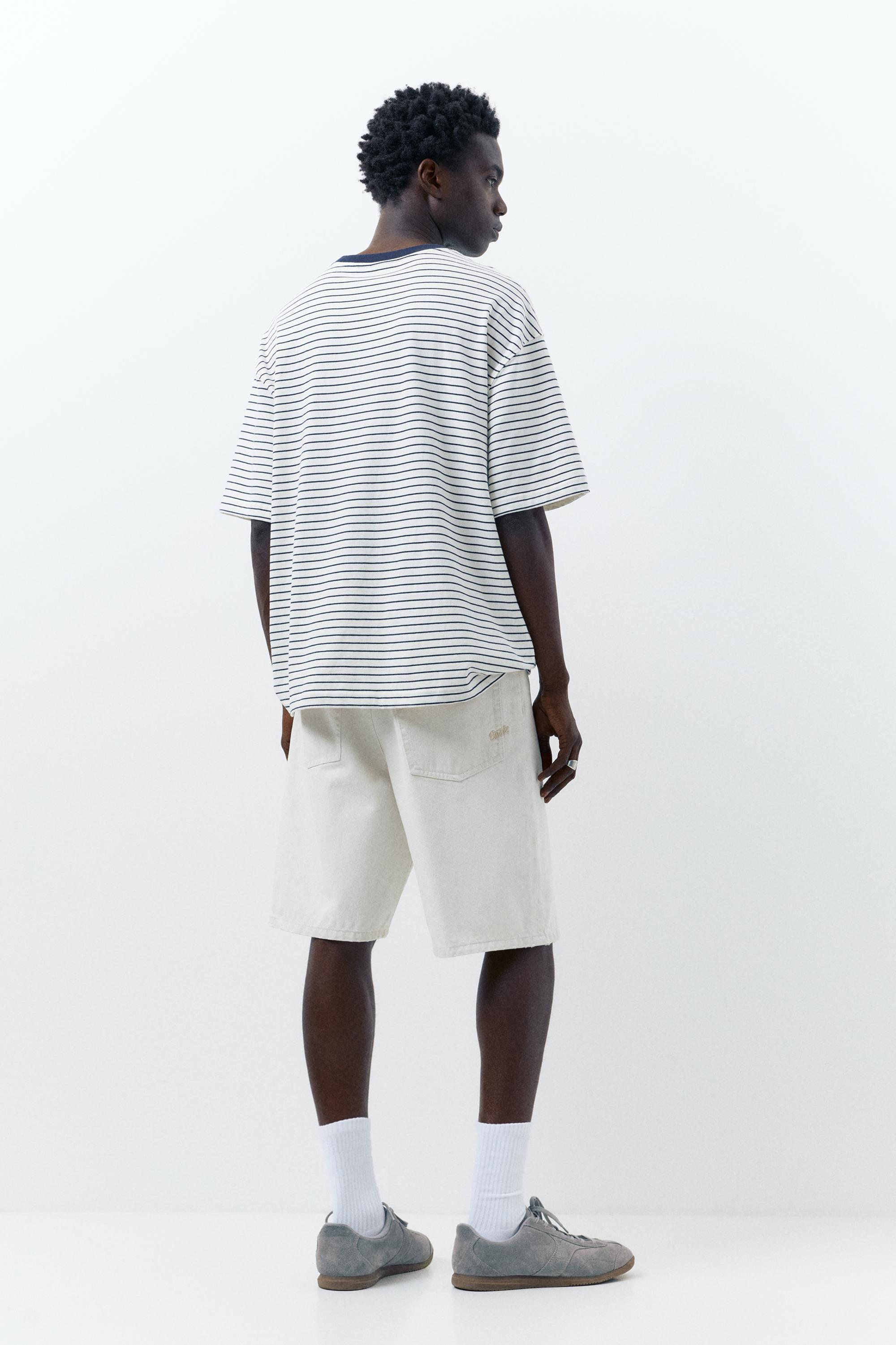 Baggy denim Bermuda shorts — Ecru