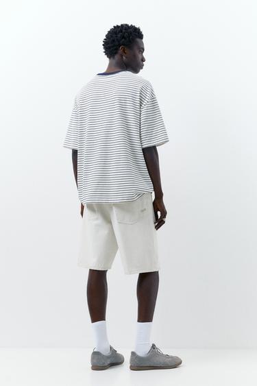 Baggy denim Bermuda shorts — Ecru 2