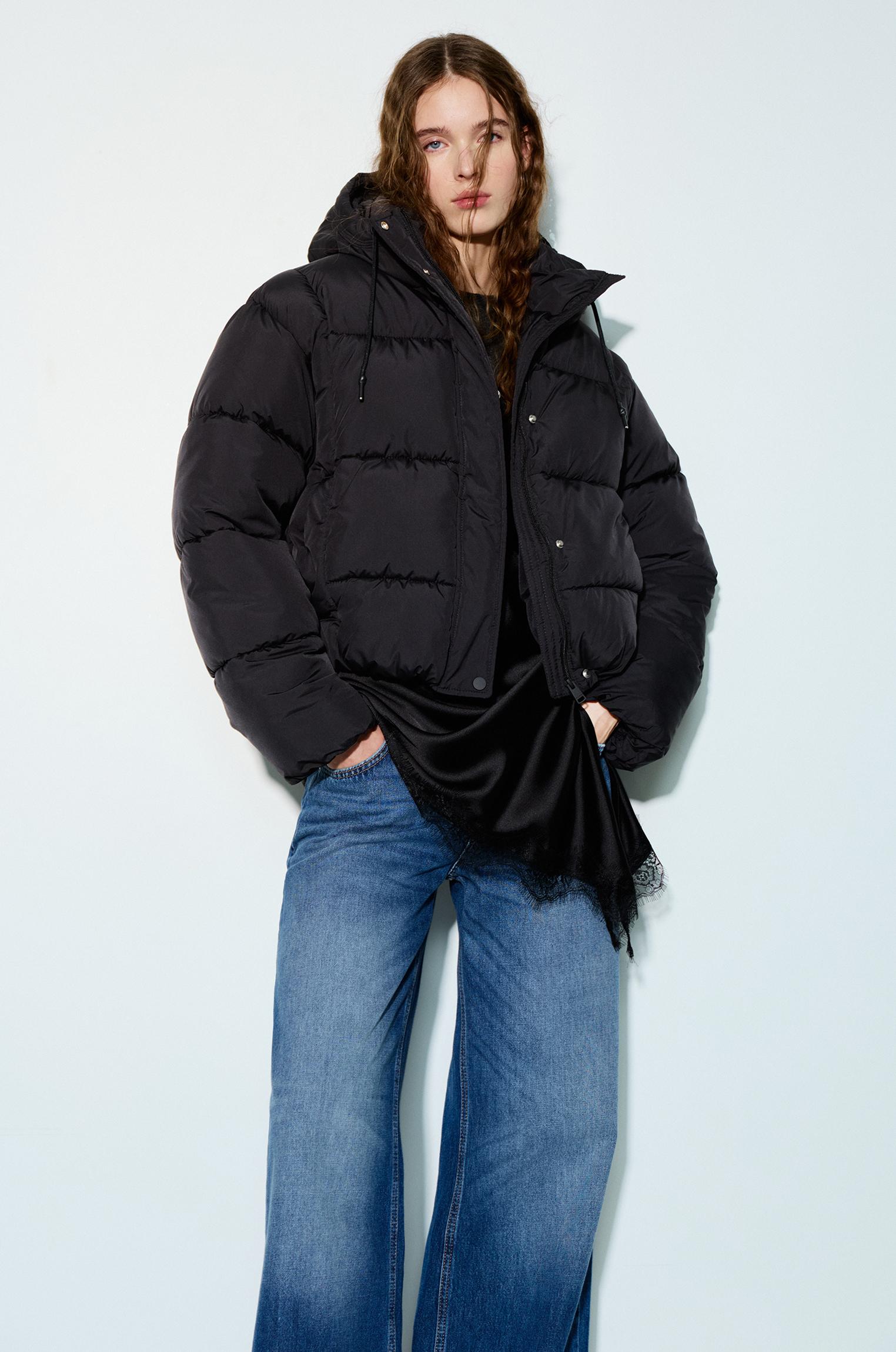 Hooded Padded Jacket — Black