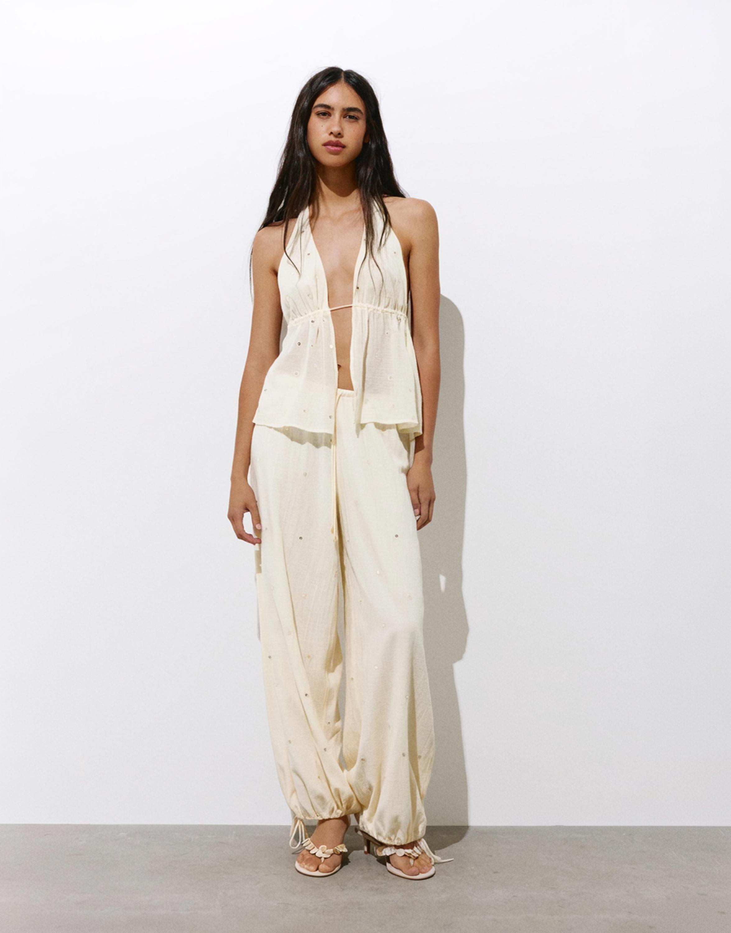 Sarouel trousers with mirrors — Vanilla