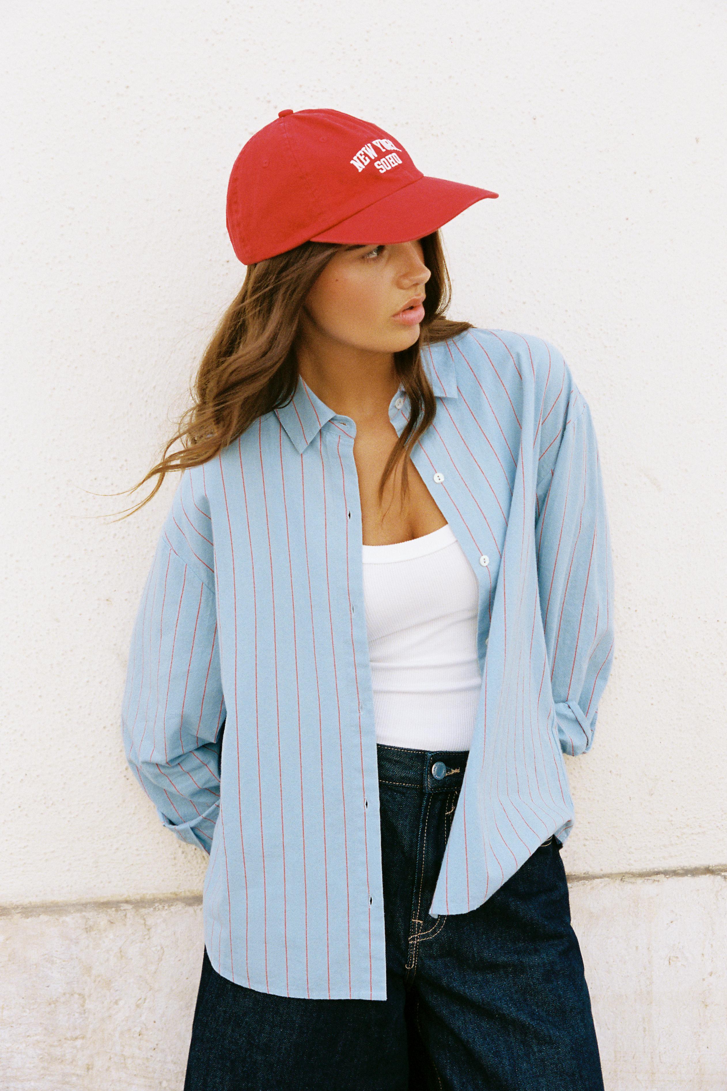 Pull&Bear Gök mavisi çizgili gömlek görsel 6