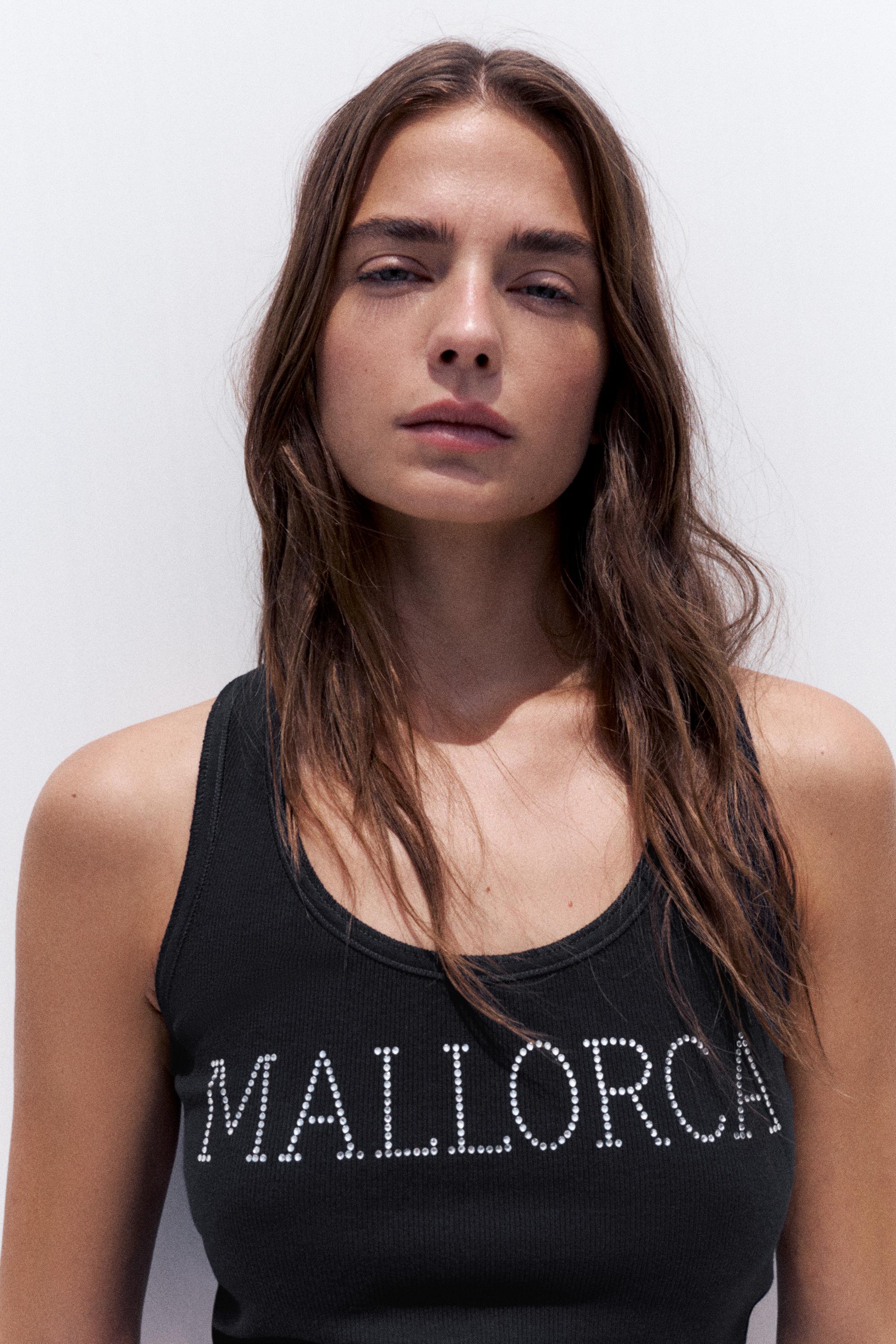 Mallorca rhinestone top — Black
