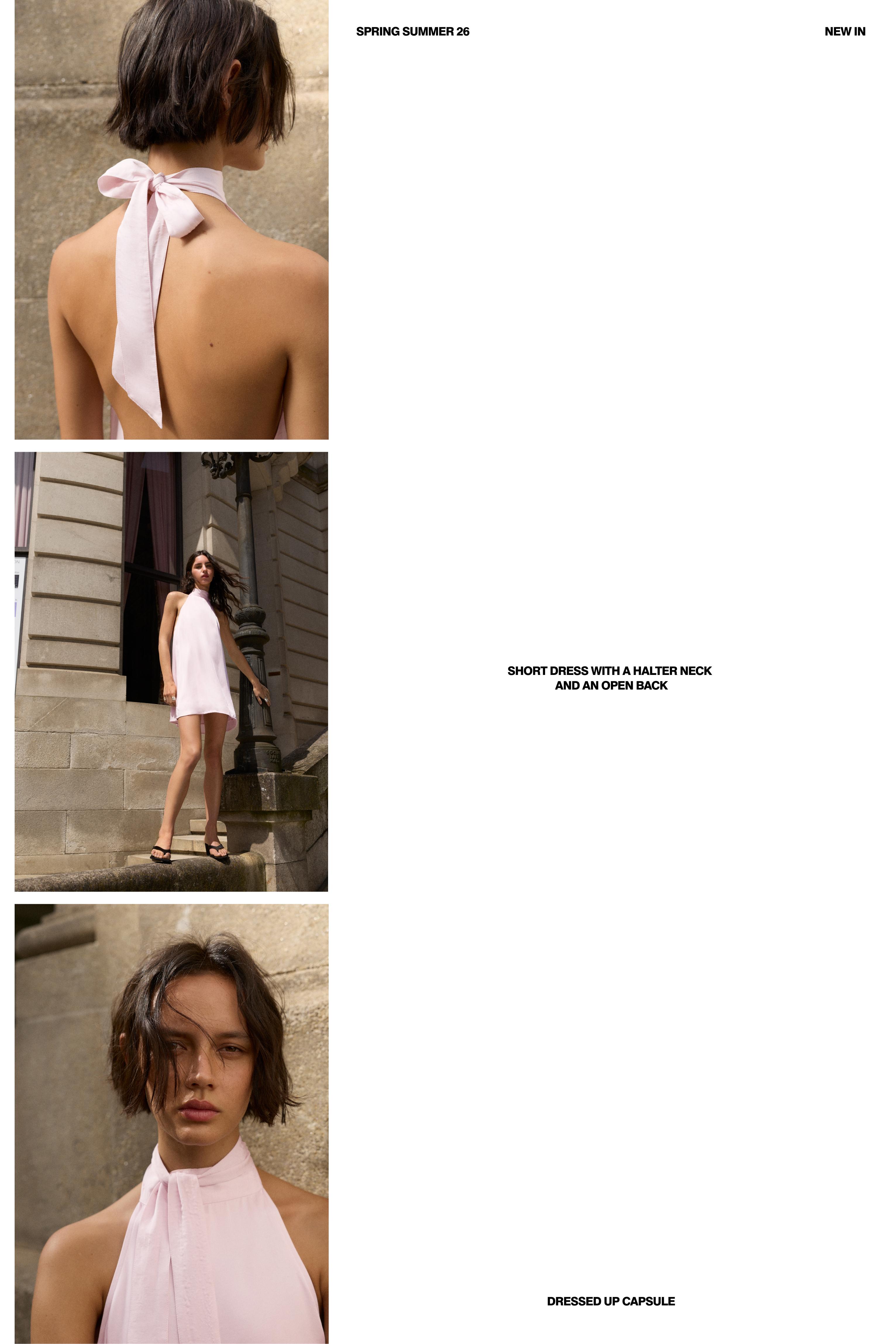 Short satin halter dress — Pastel pink